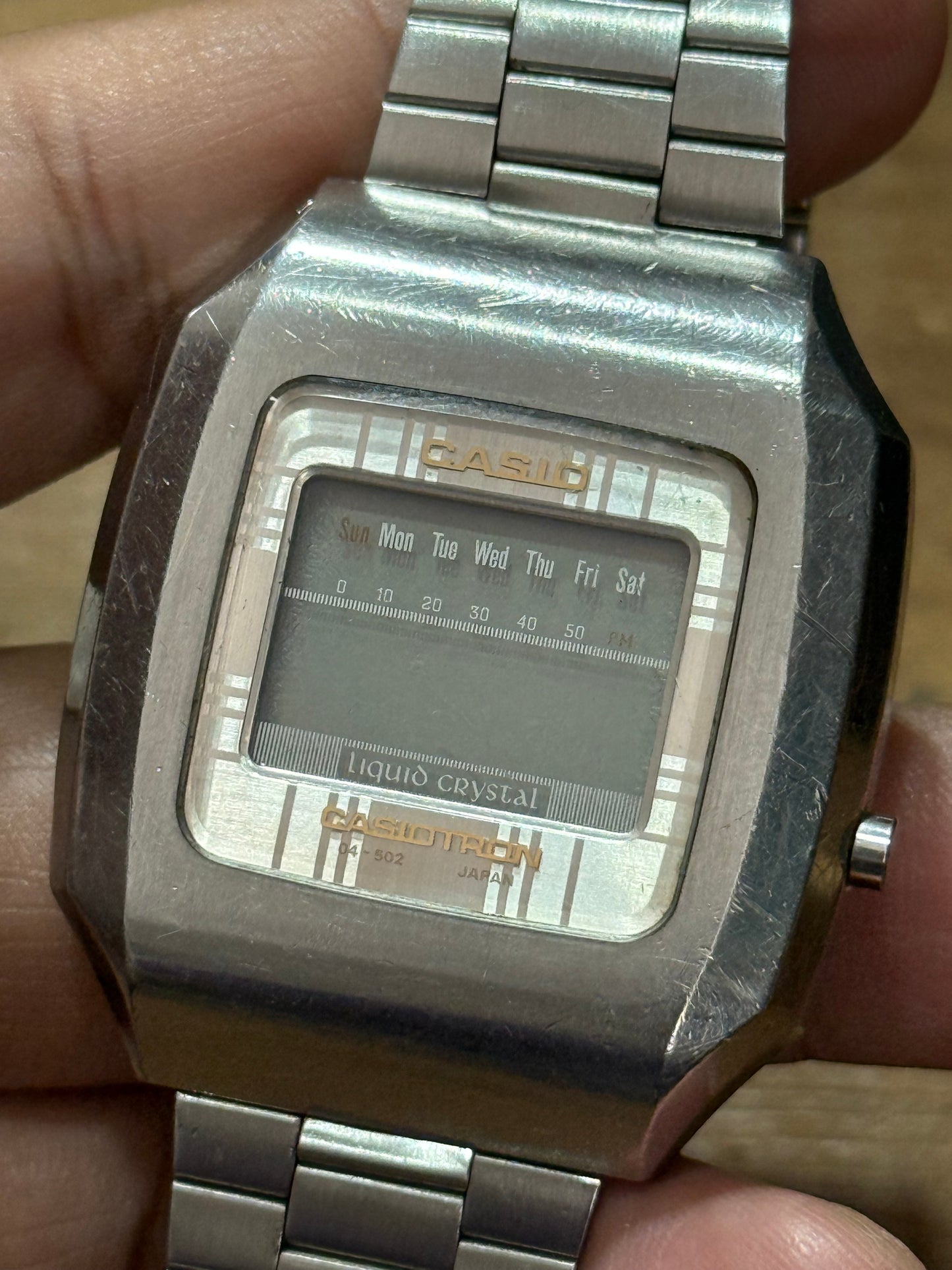 Vintage 70s Casio Casiotron Liquid Crystal Japan Watch Junk Not Working For Parts