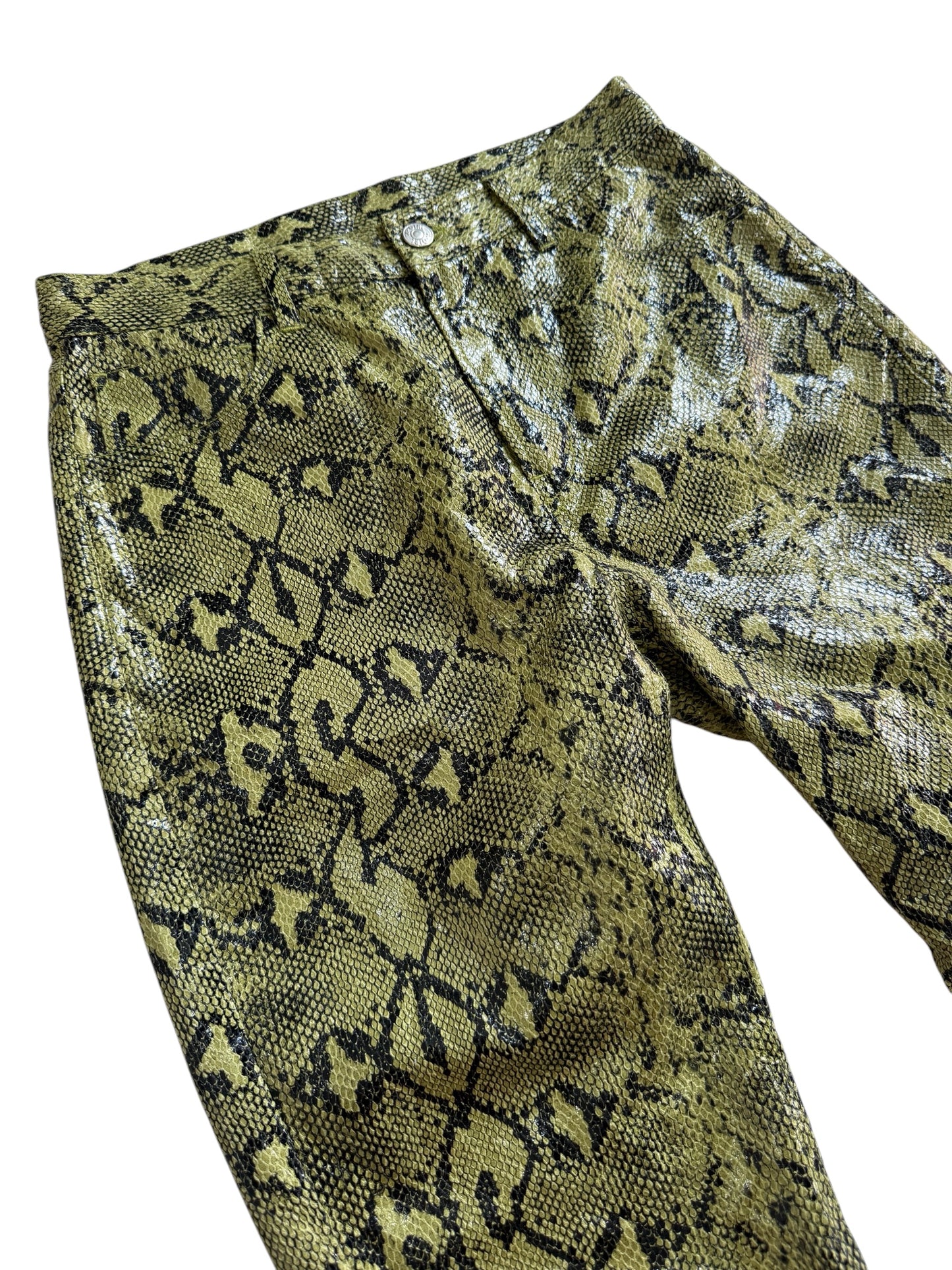 X-girl Textured Faux Snake Skin Flare Pants Y2K Japan