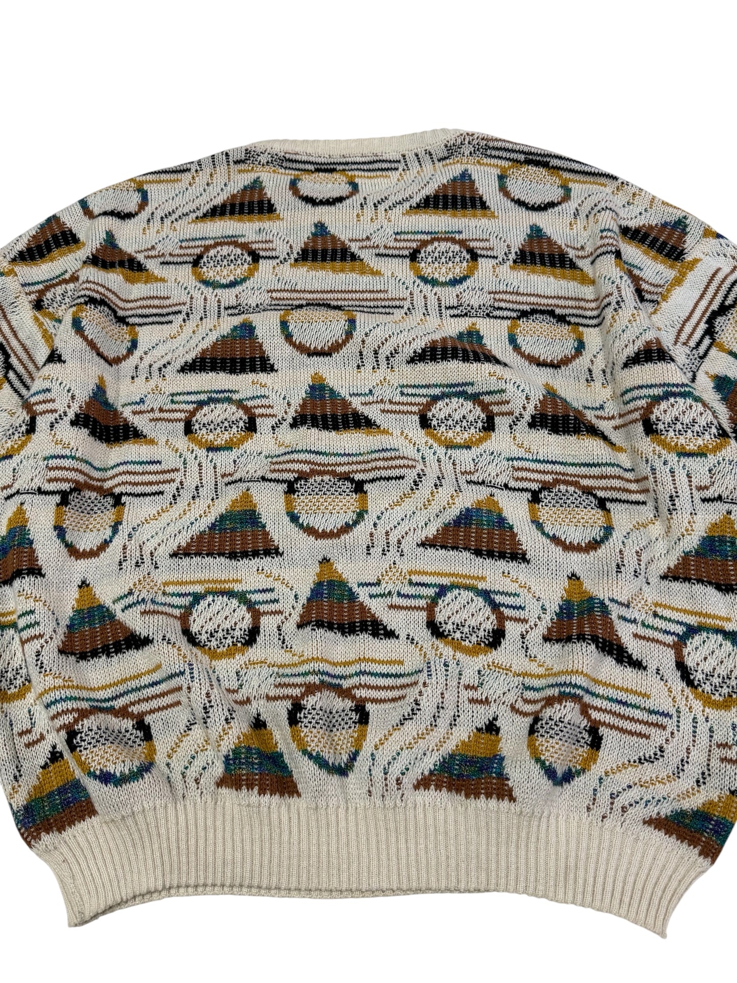 Vintage Pronto Uomo Firenze Geometric Knit Sweater Abstract 90s Made In Italy