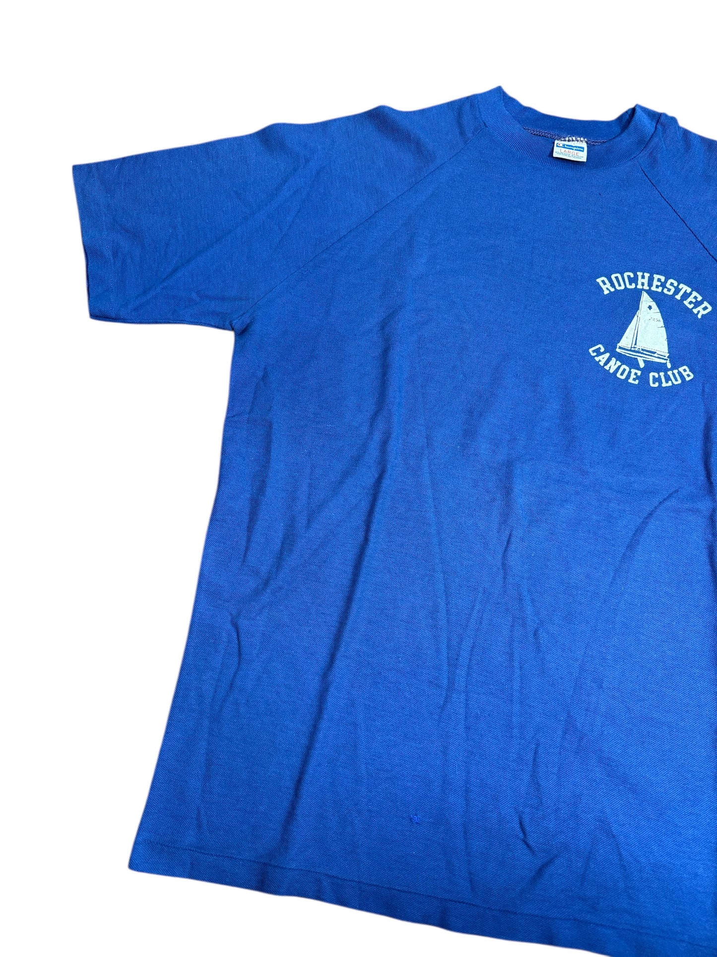 Vintage 1970s Champion Blue Bar Raglan Tshirt Rochester Canoe Club