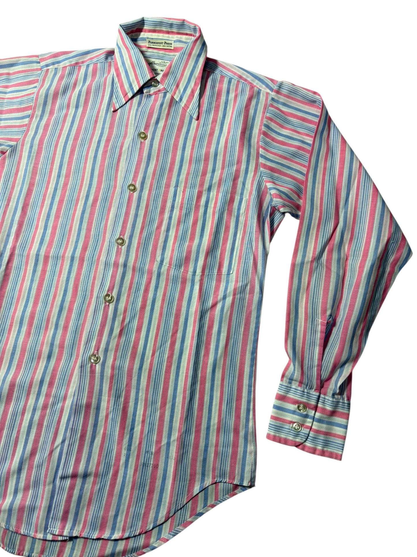 Vintage 1970s–80s Beeline Permanent Press Stripe Shirt Made In Usa