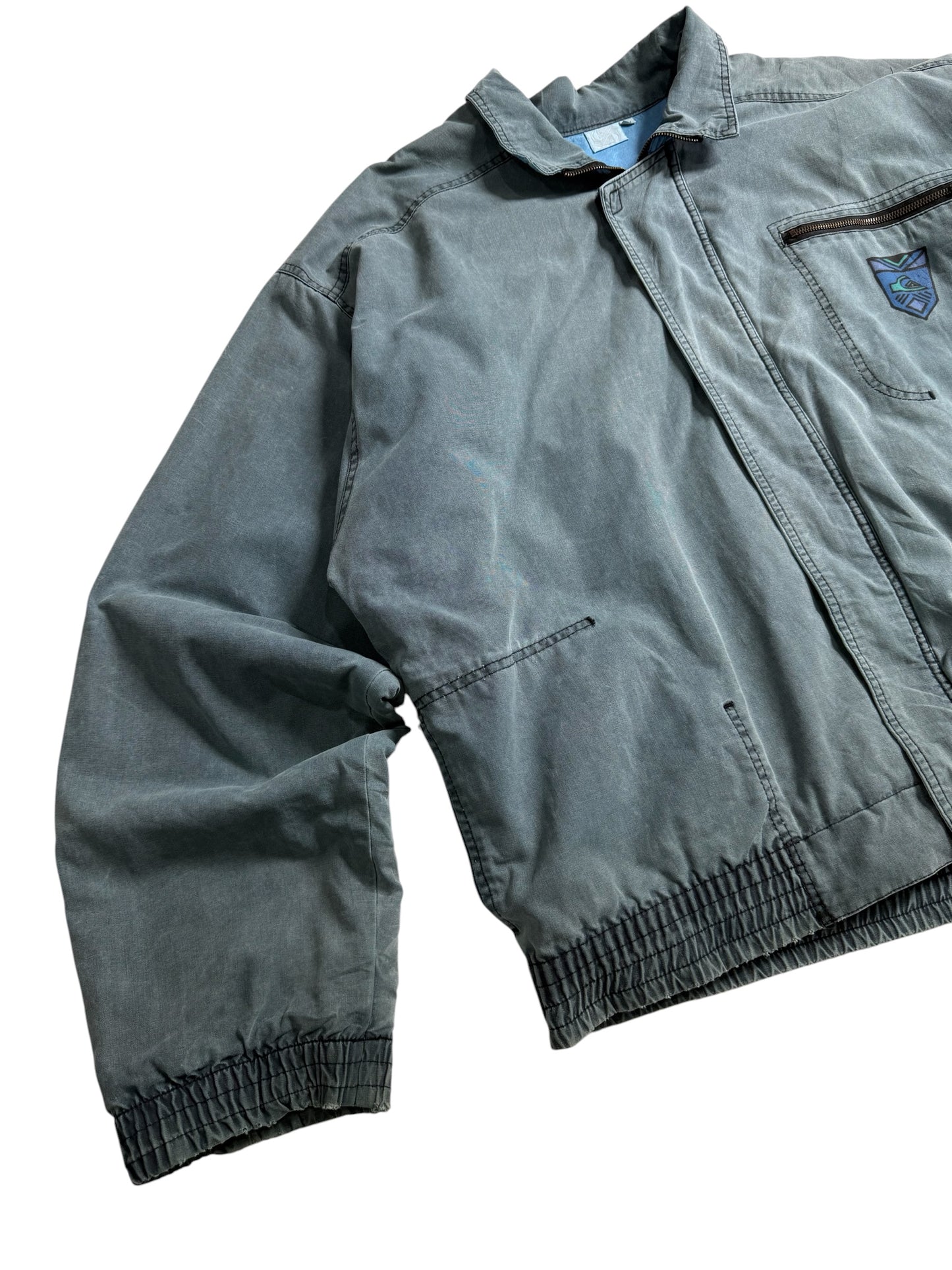 Vintage Quiksilver Made in USA Faded Canvas Zip Jacket Grey Surf Skate