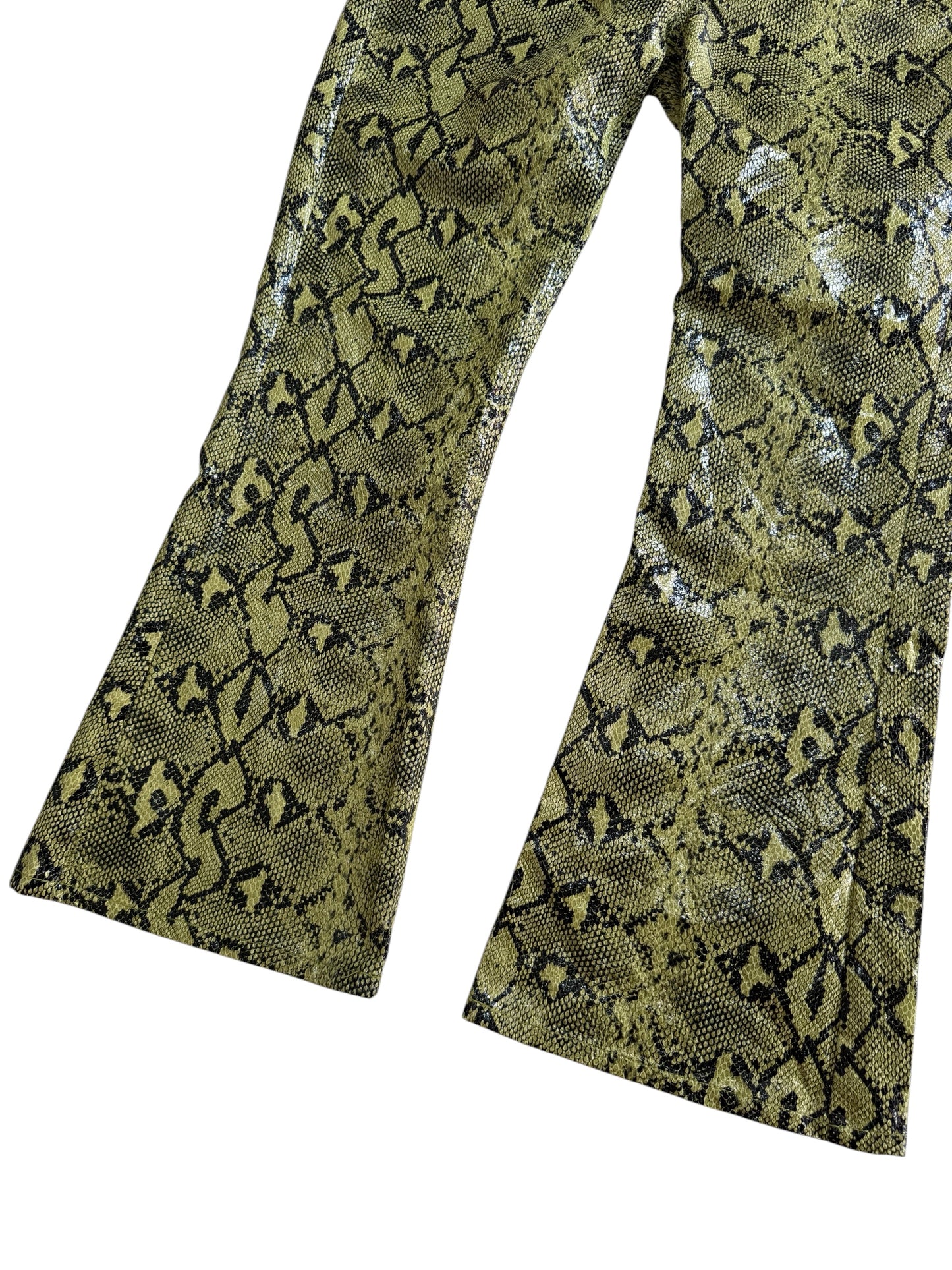 X-girl Textured Faux Snake Skin Flare Pants Y2K Japan