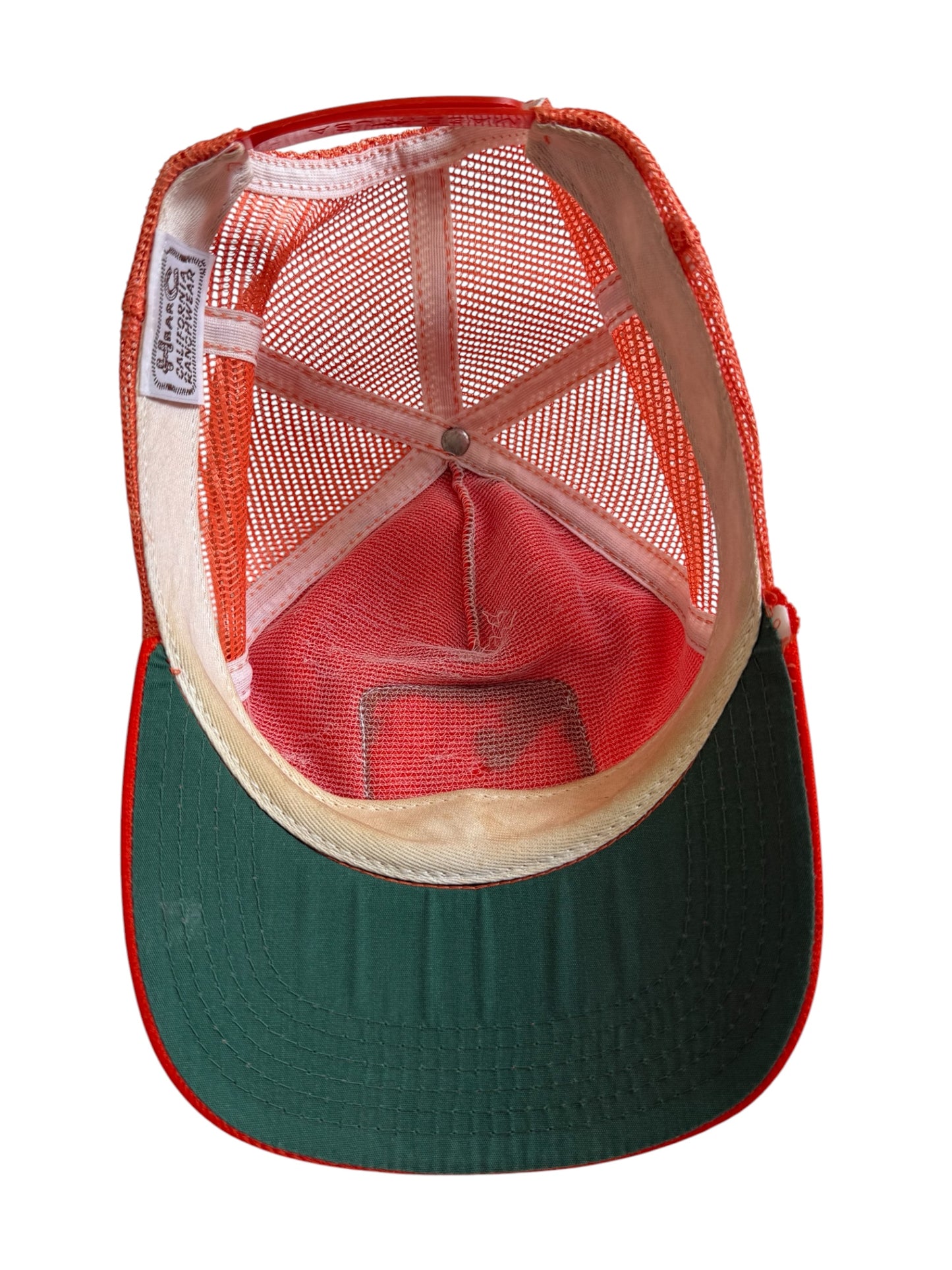 Vintage H Bar C California Ranchwear Orange Mesh Trucker Cap Made in USA