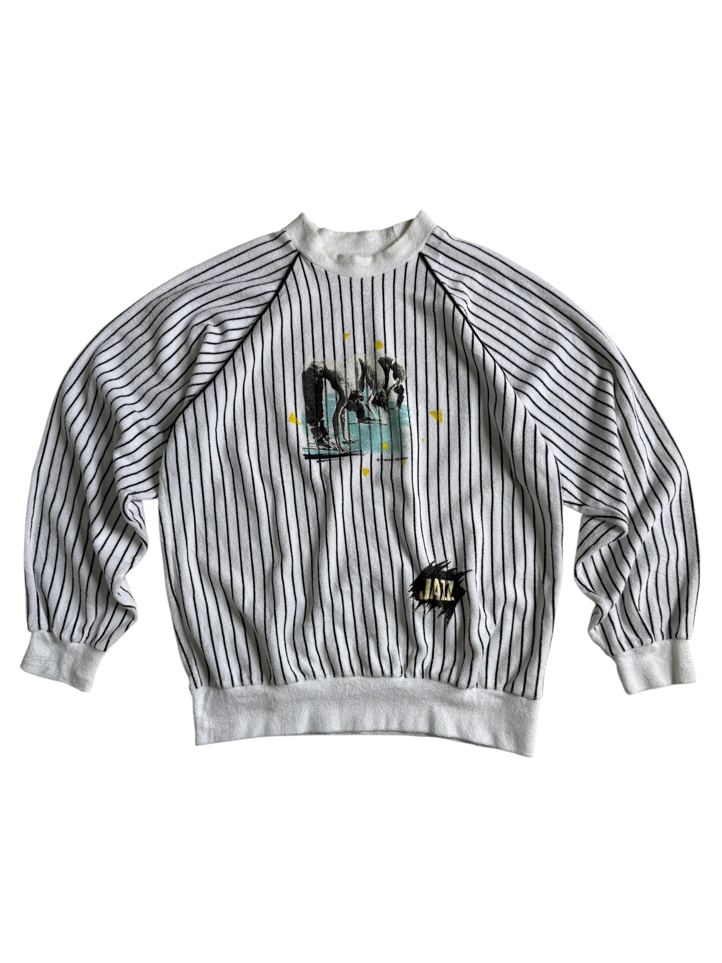 Vintage 1970s-80s West Germany Jazz Graphic Striped Terry Cloth Sweatshirt