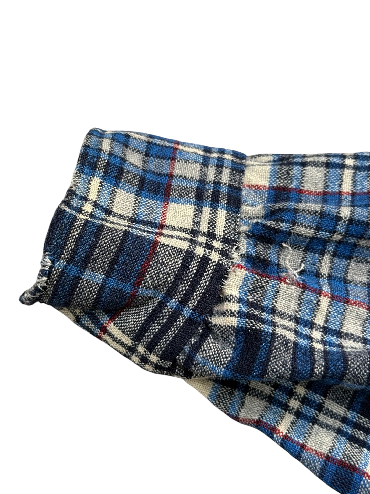 Vintage Pendleton Wool Plaid Shirt Navy Blue Cream USA Made