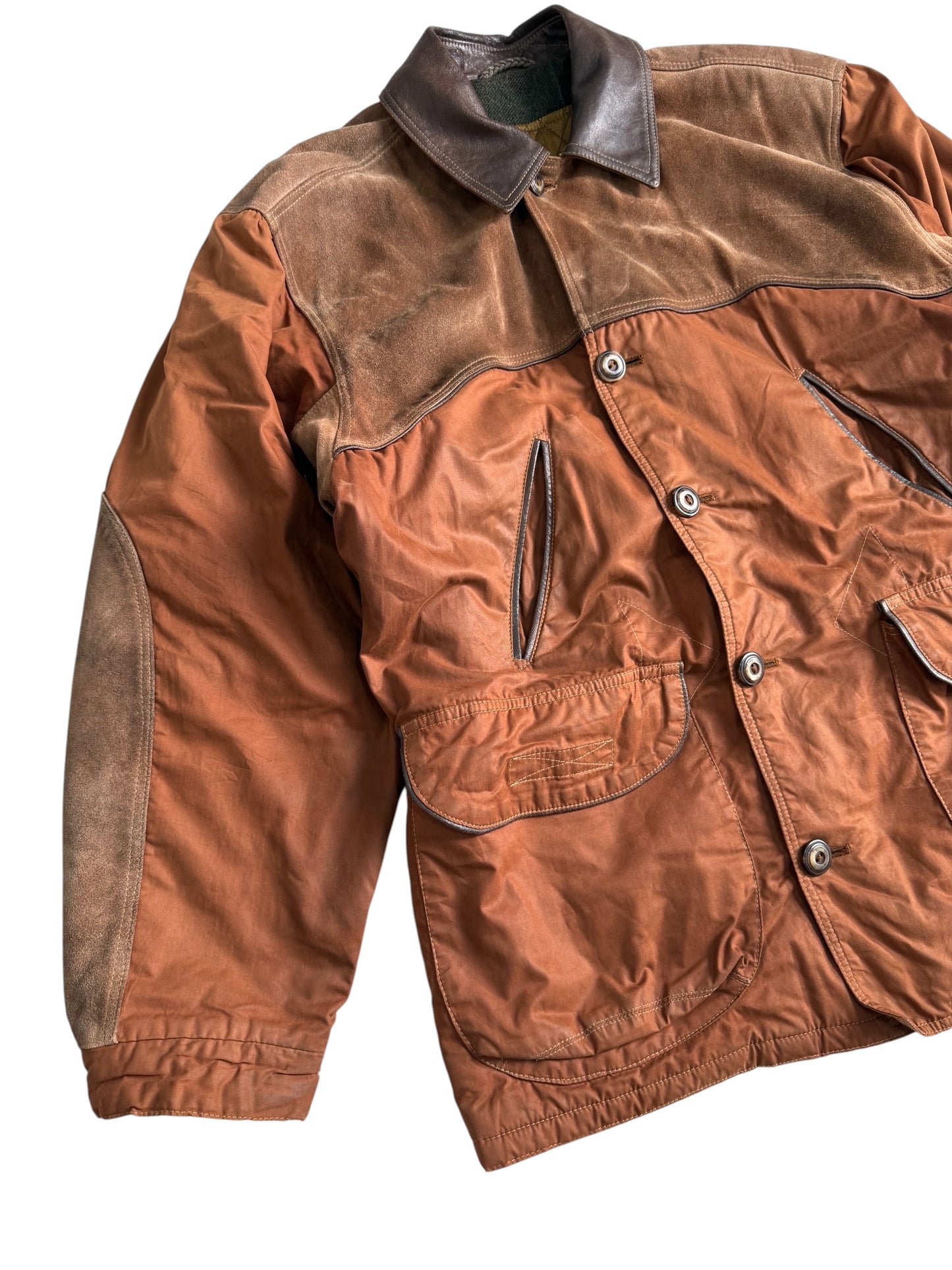 Vintage 1980s Cinquanta Leather Trim Hunting Jacket Made in Italy