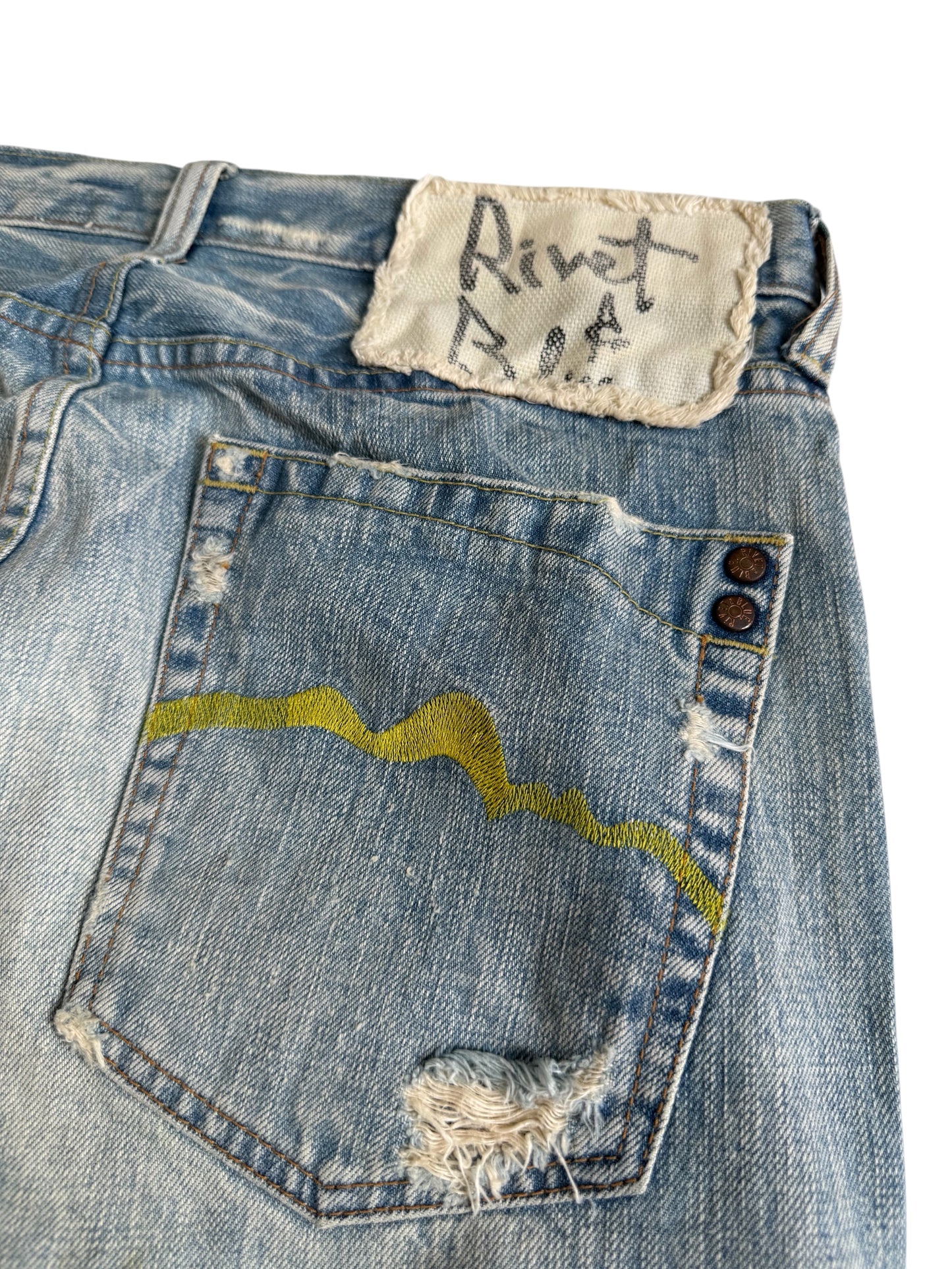 Vintage 2000s Rivet & Blue Distressed Flared Denim Jeans