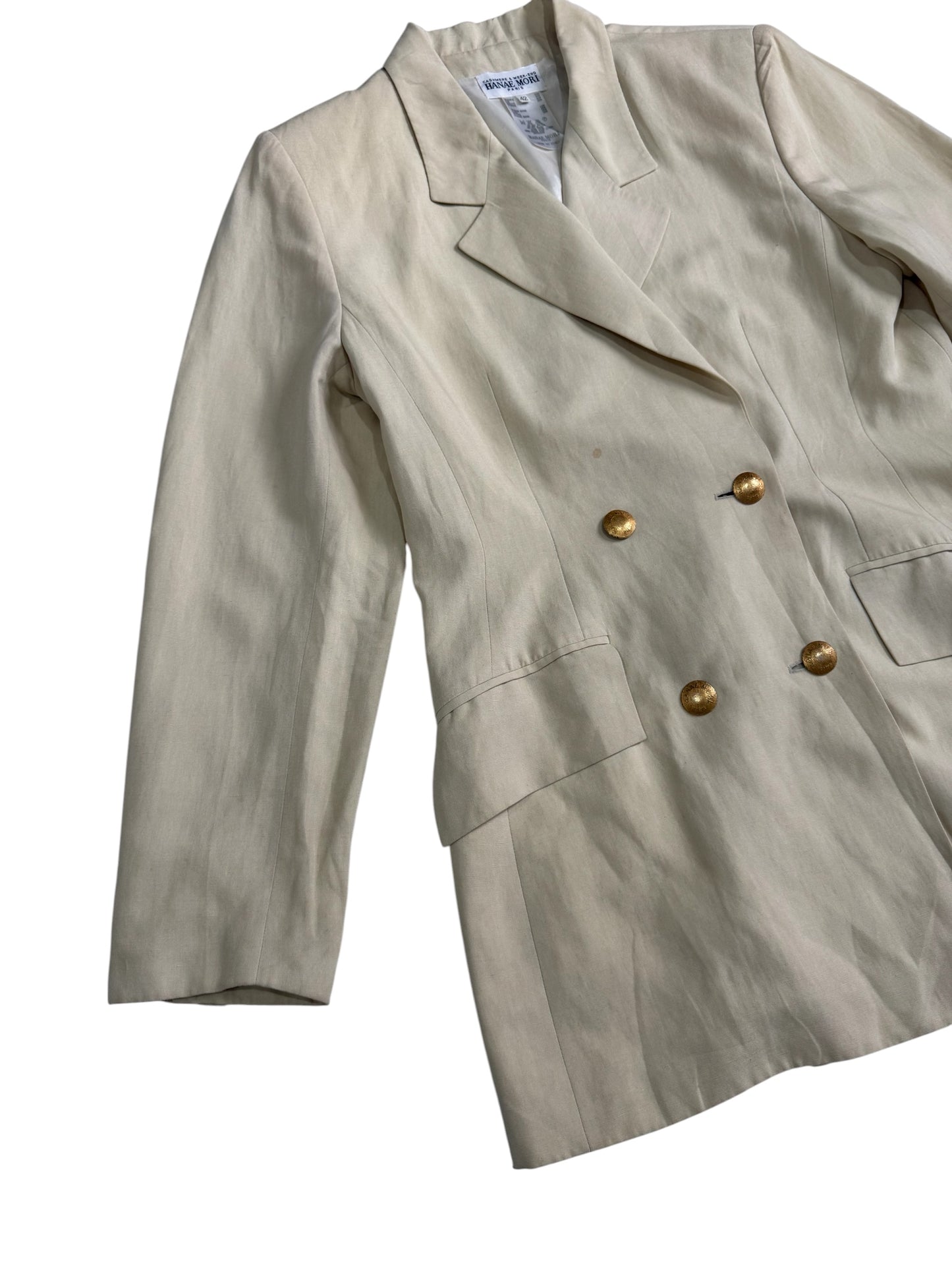 Vintage Hanae Mori Paris Cashmere & Week-End Double Breasted Blazer Jacket
