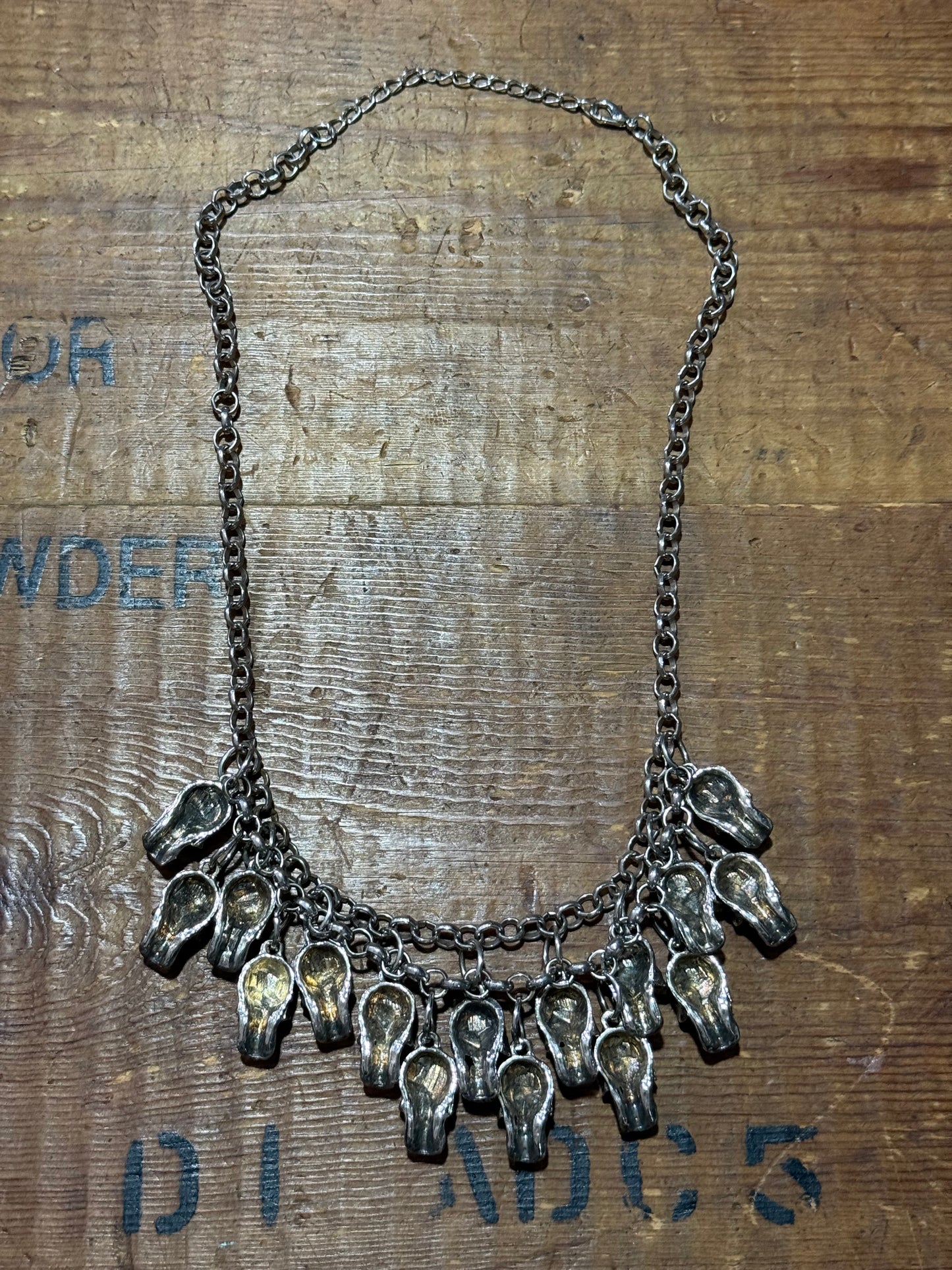 Vintage Gothic Multi Skull Charm Statement Necklace