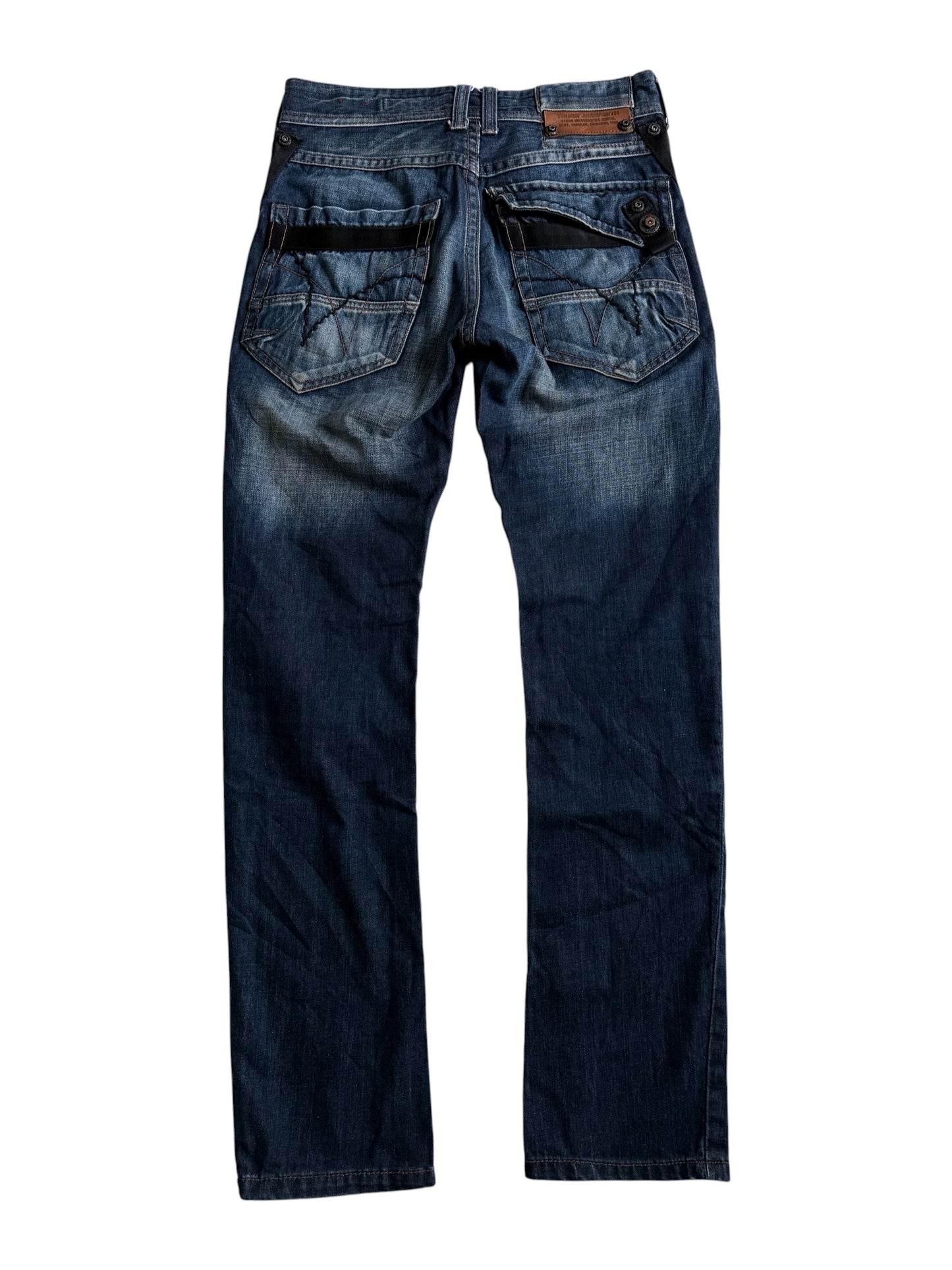 Tough Jeansmith Heavy Duty Utility Denim Jeans Tactical Strap Y2K