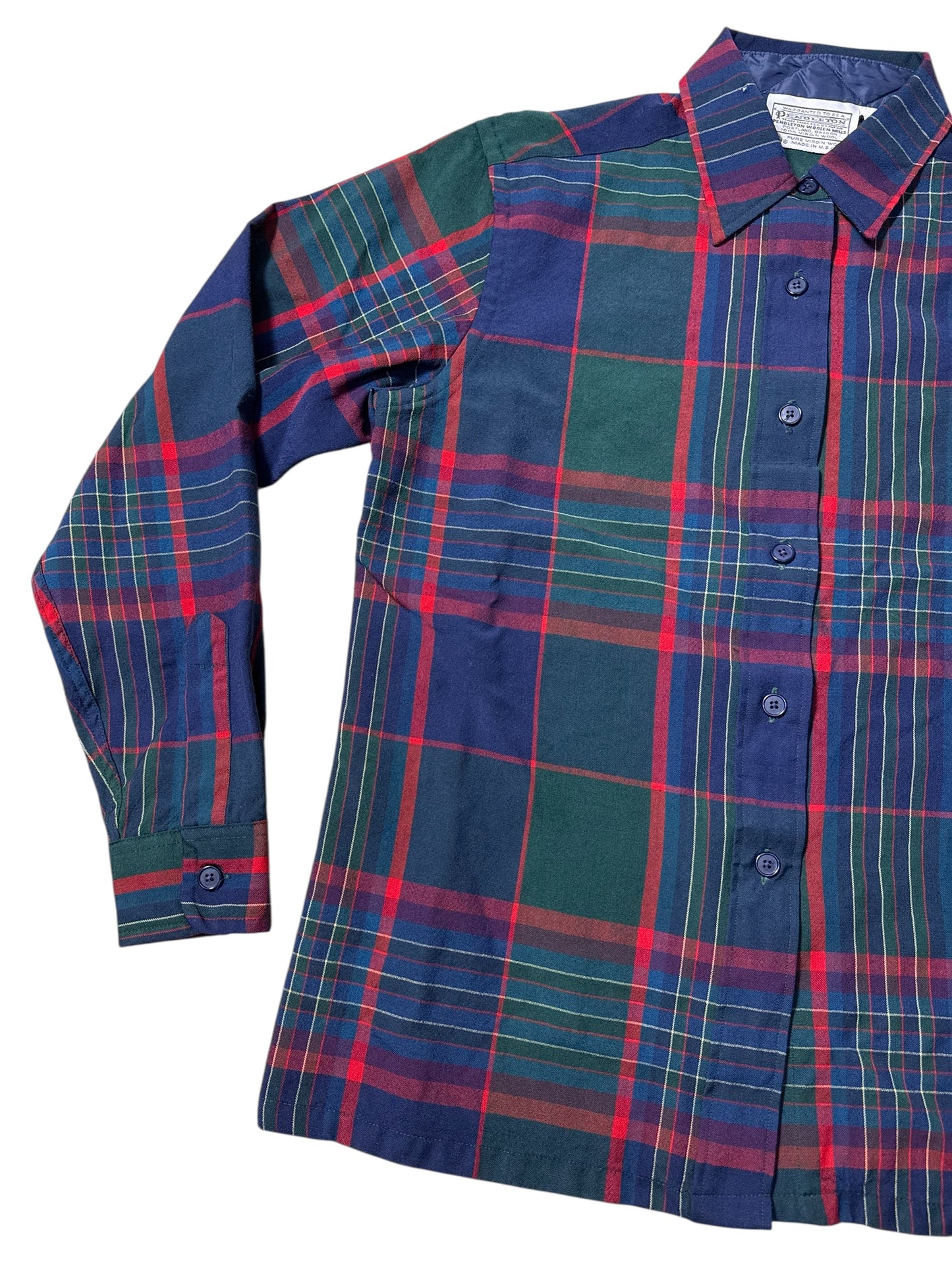 Vintage 1980s Pendleton Plaid Wool Shirt Made in USA