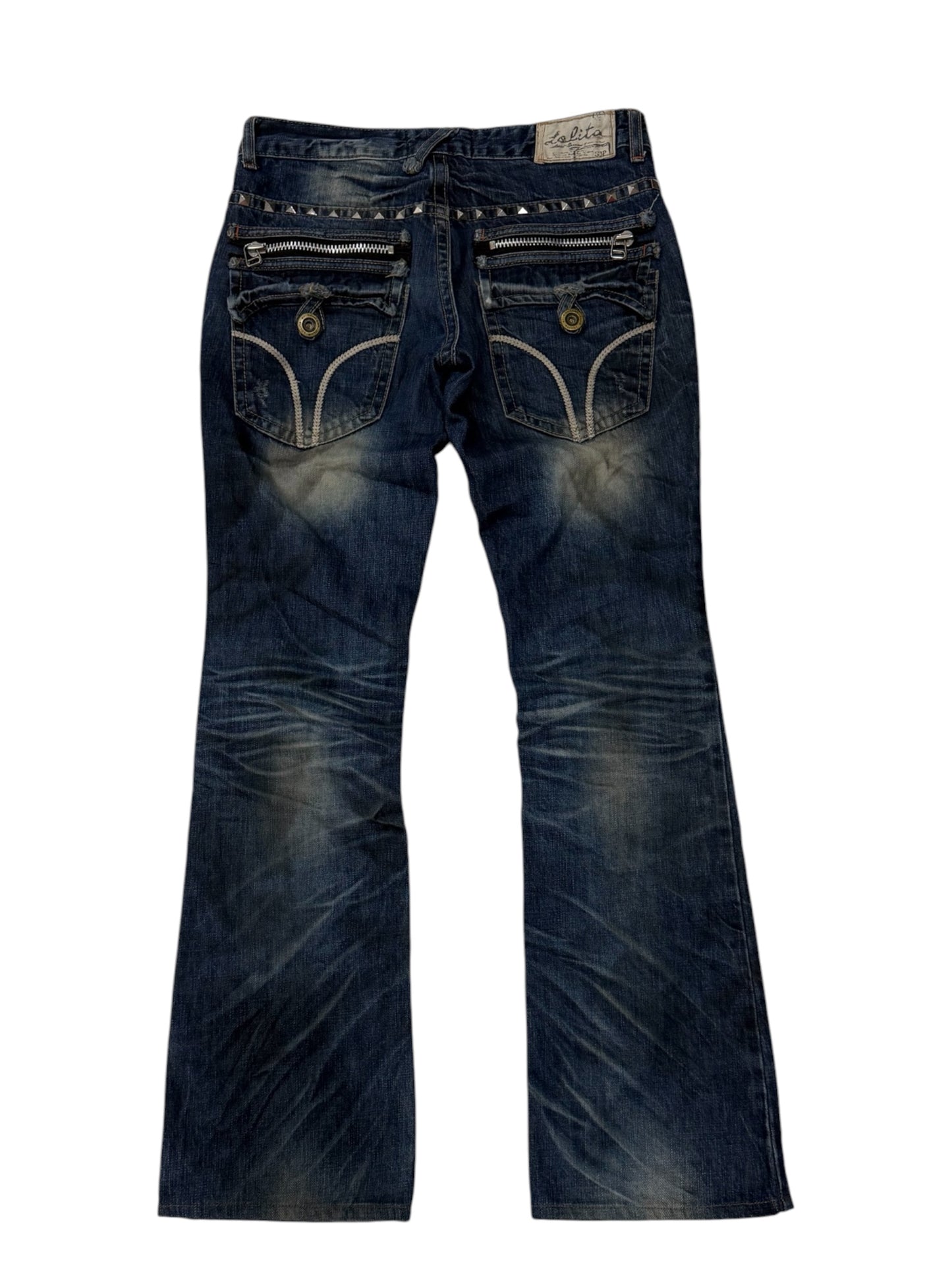 Vintage Y2K Lolita Goth Punk Flared Studded Jeans