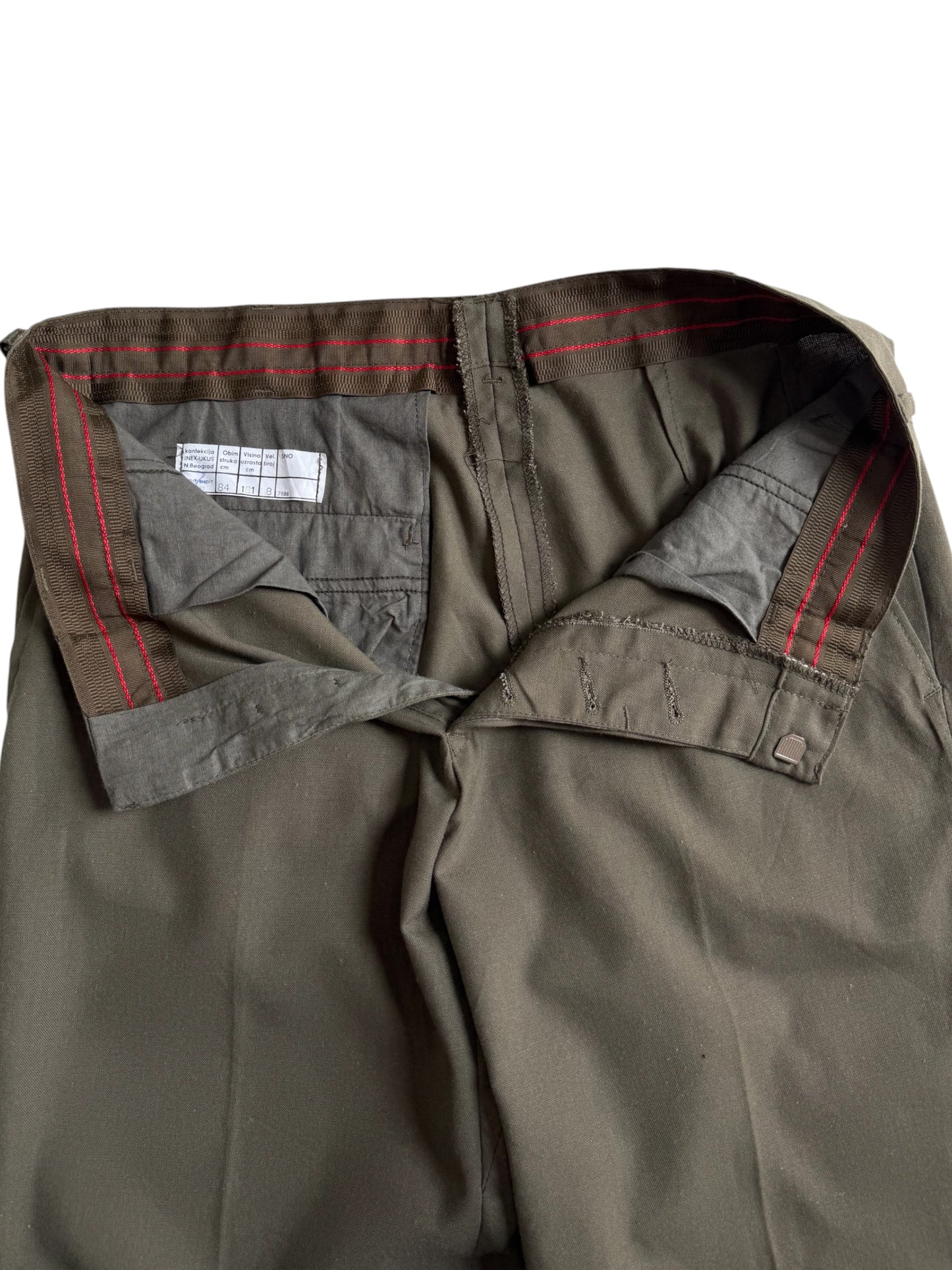 Vintage 80s-90s Yugoslav Army Olive Green Military Field Trousers