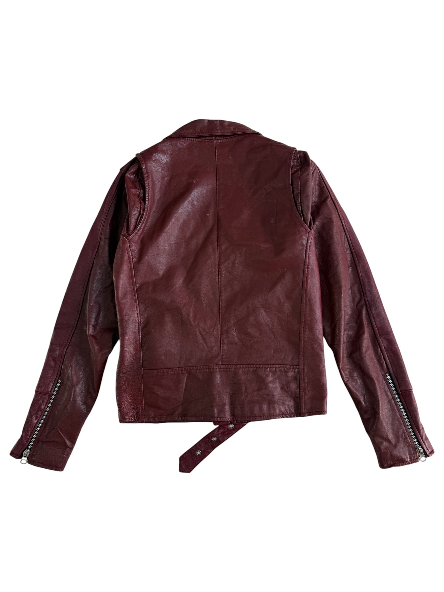 Vintage Burgundy Leather Biker Jacket Women’s Motorcycle Jacket