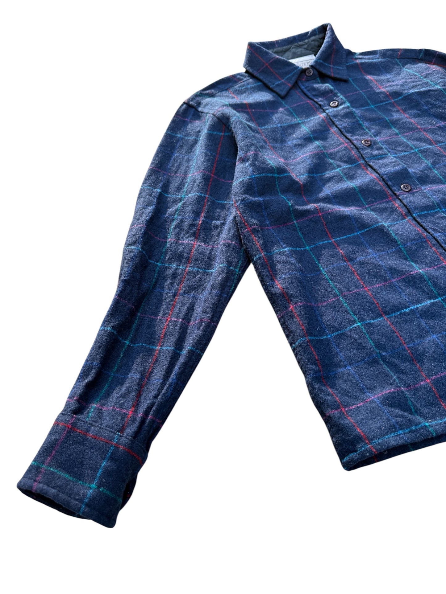 Vintage Pendleton Wool Flannel Shirt Navy Check Plaid USA Made