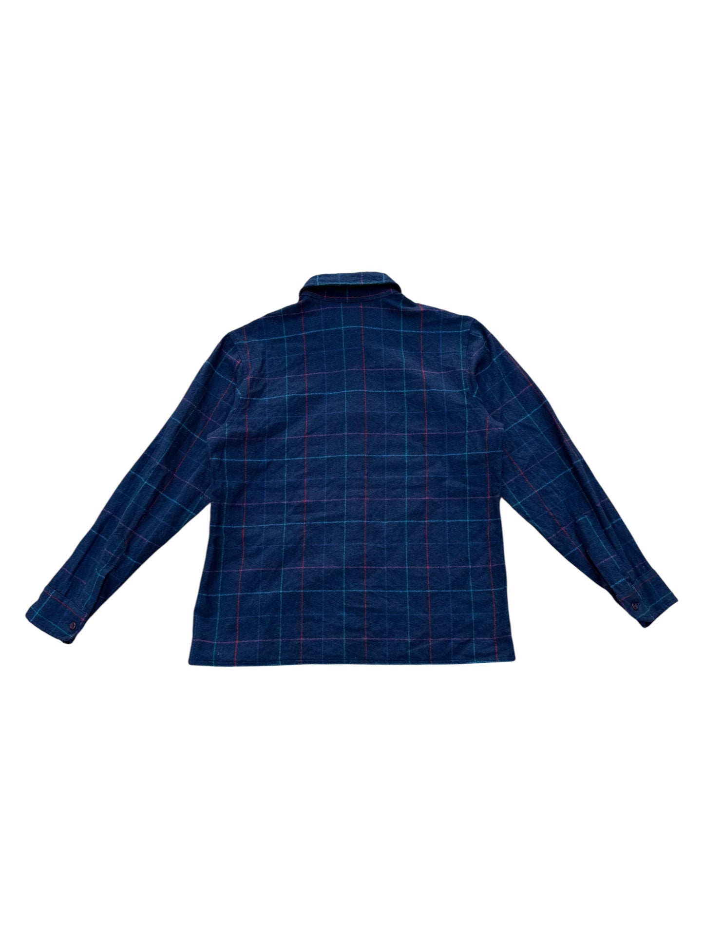 Vintage Pendleton Wool Flannel Shirt Navy Check Plaid USA Made