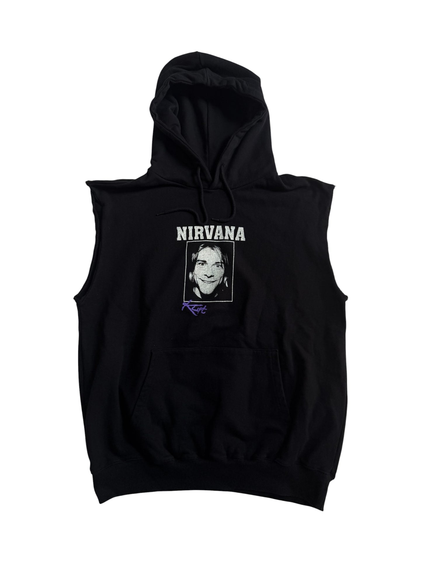 Nirvana Kurt Cobain Portrait Cut-Off Sleeveless Hoodie