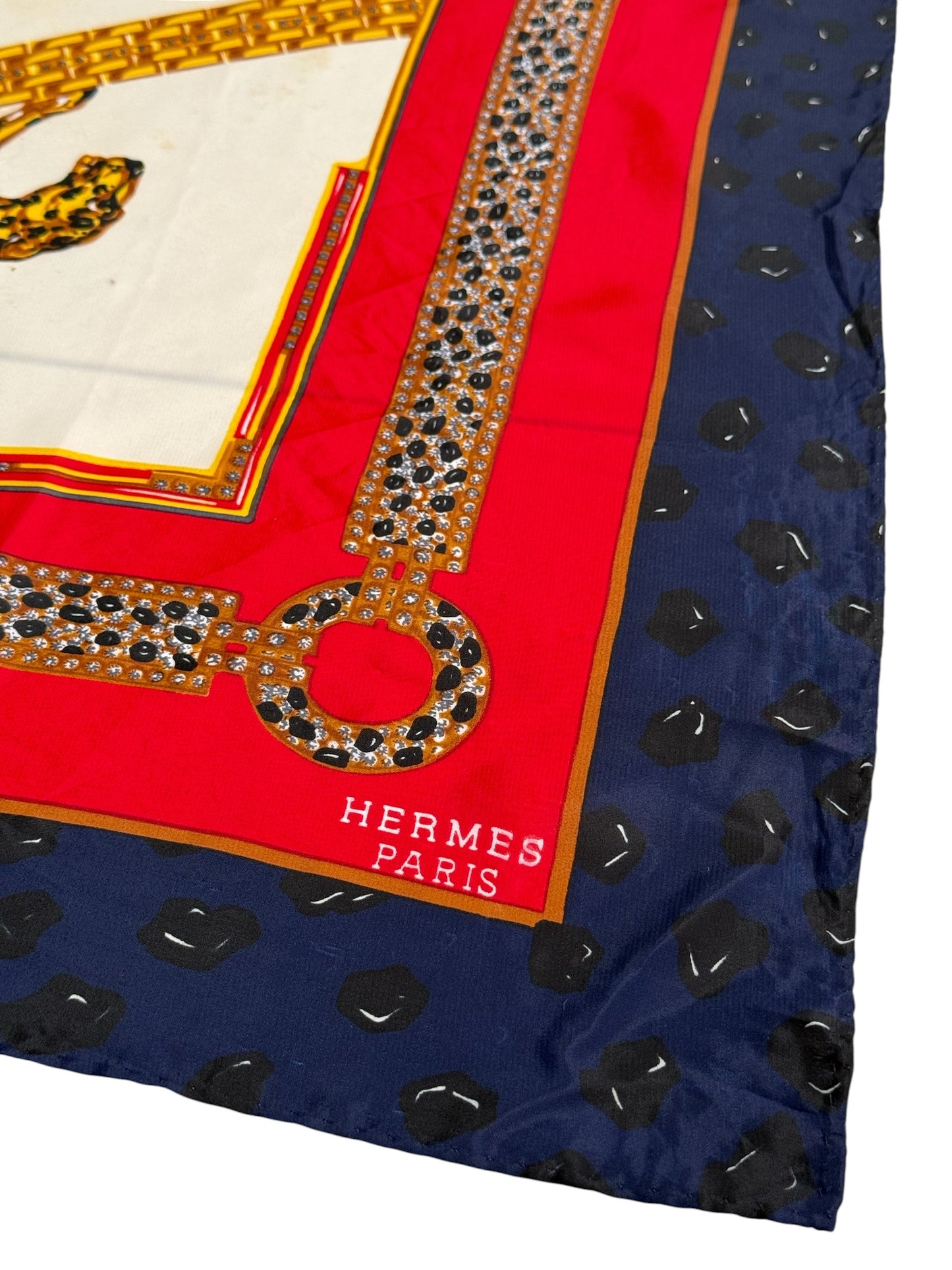 Vintage Hermes Style Leopard Print Silk Feel Scarf