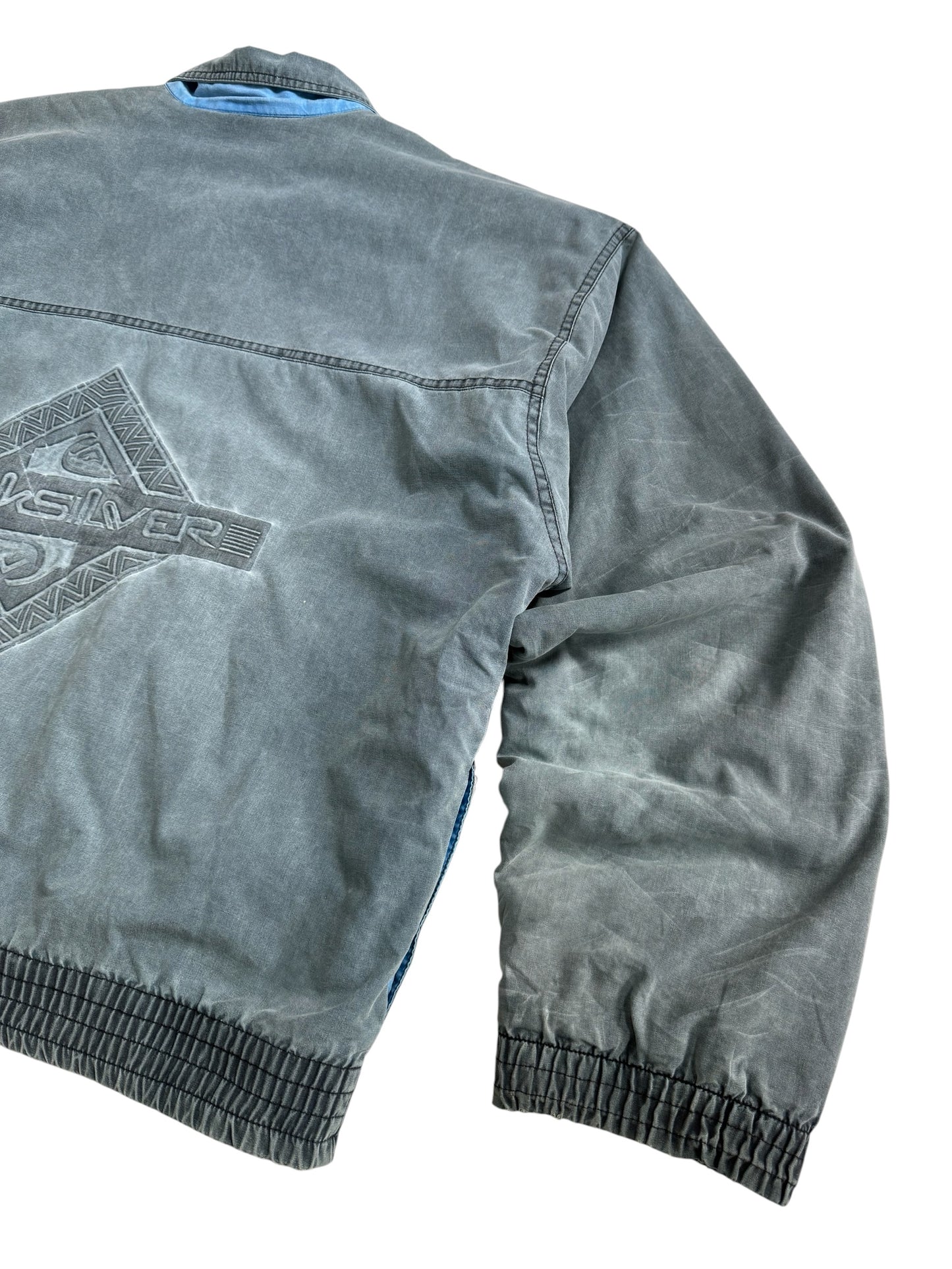 Vintage Quiksilver Made in USA Faded Canvas Zip Jacket Grey Surf Skate