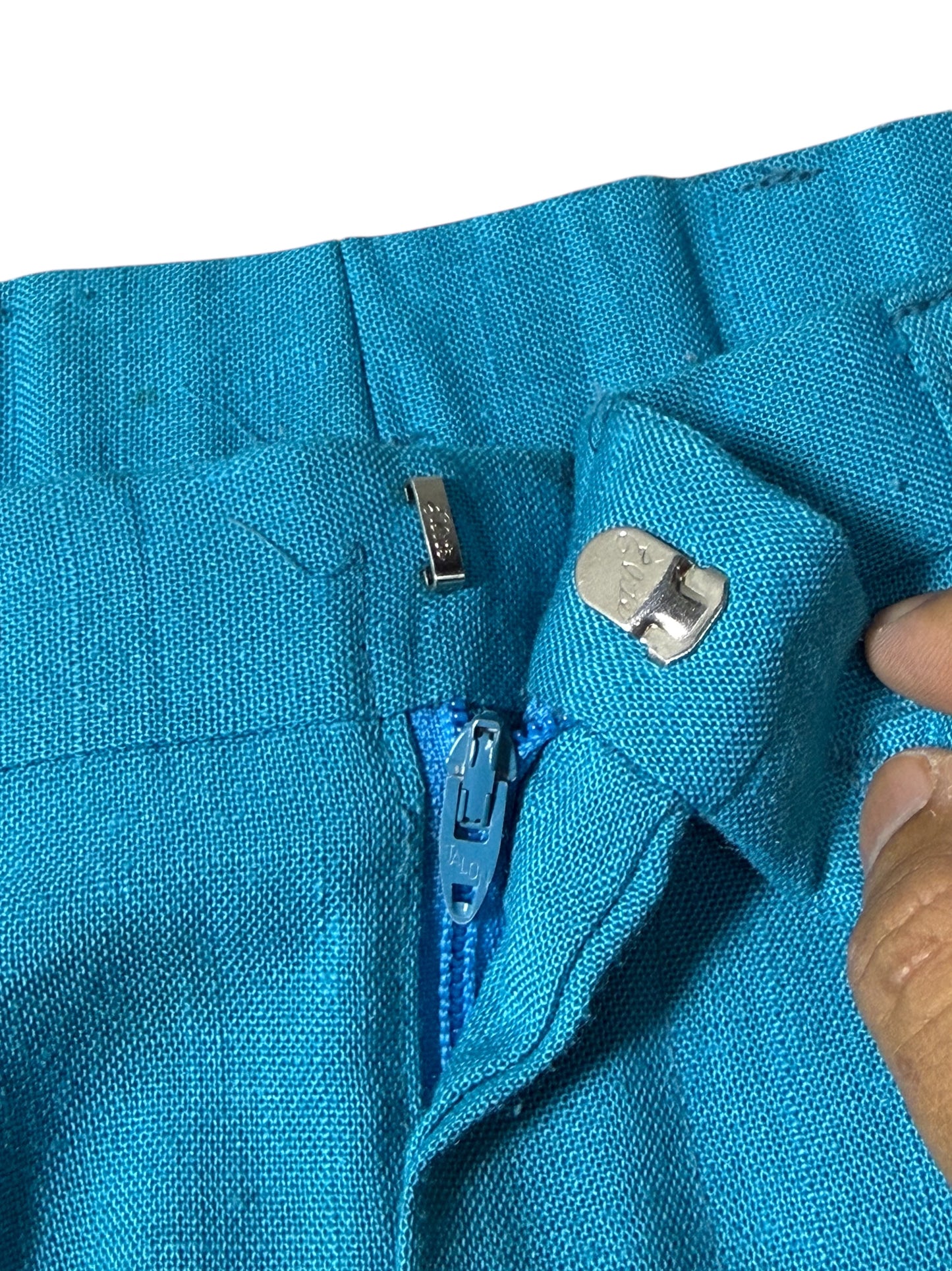 Vintage Cotler Pleated Trousers Teal Blue Classic American Slacks