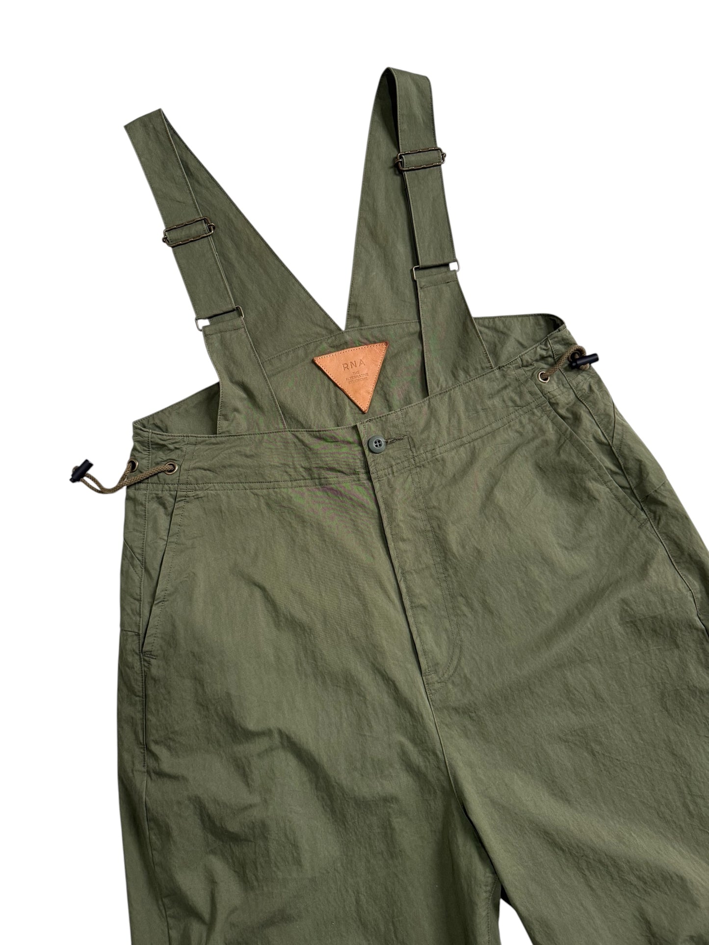 RNA The Alternative Syndrome Adjustable Military Bib Overalls Olive Green Wide Leg