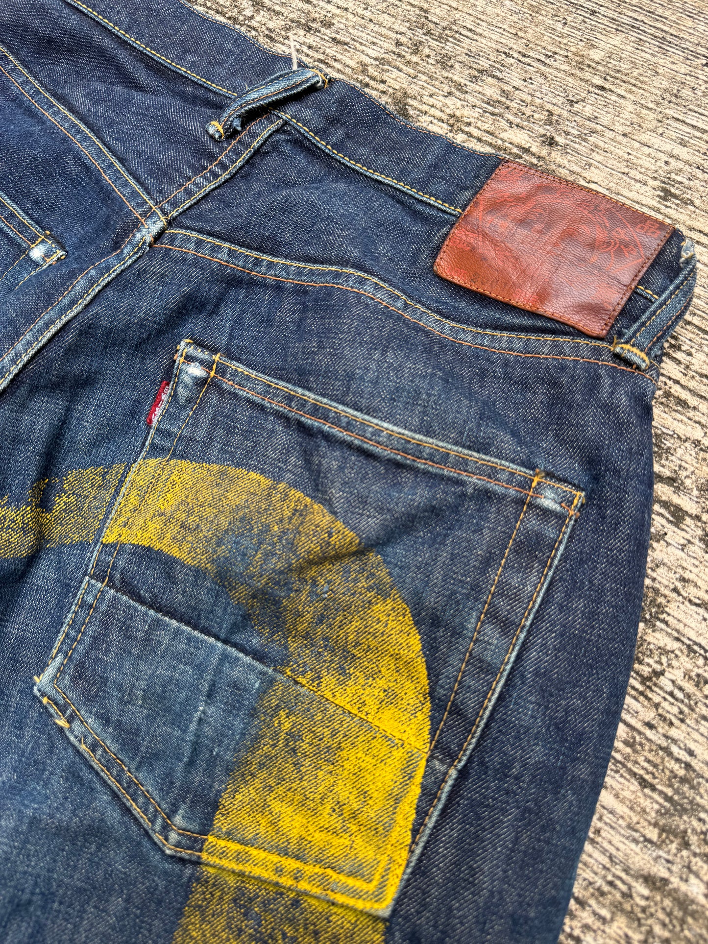 Evisu Japan Lot 2001 Selvedge Jeans Yellow Seagull Arcuate