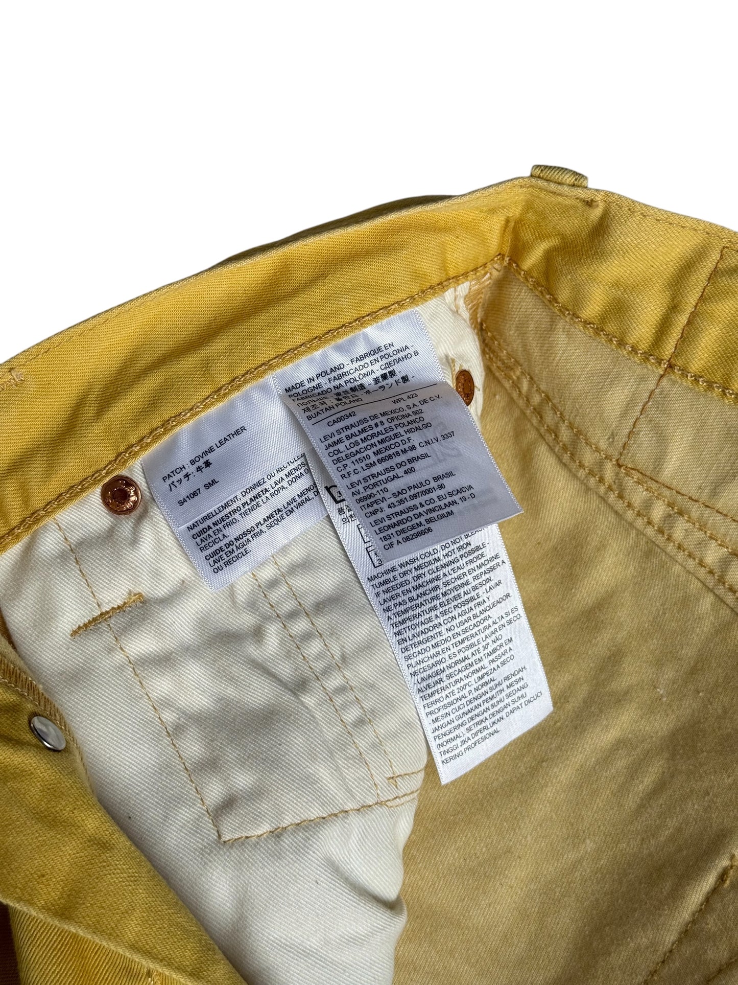 Levis 501 Mustard Yellow Denim Jeans Made in Poland