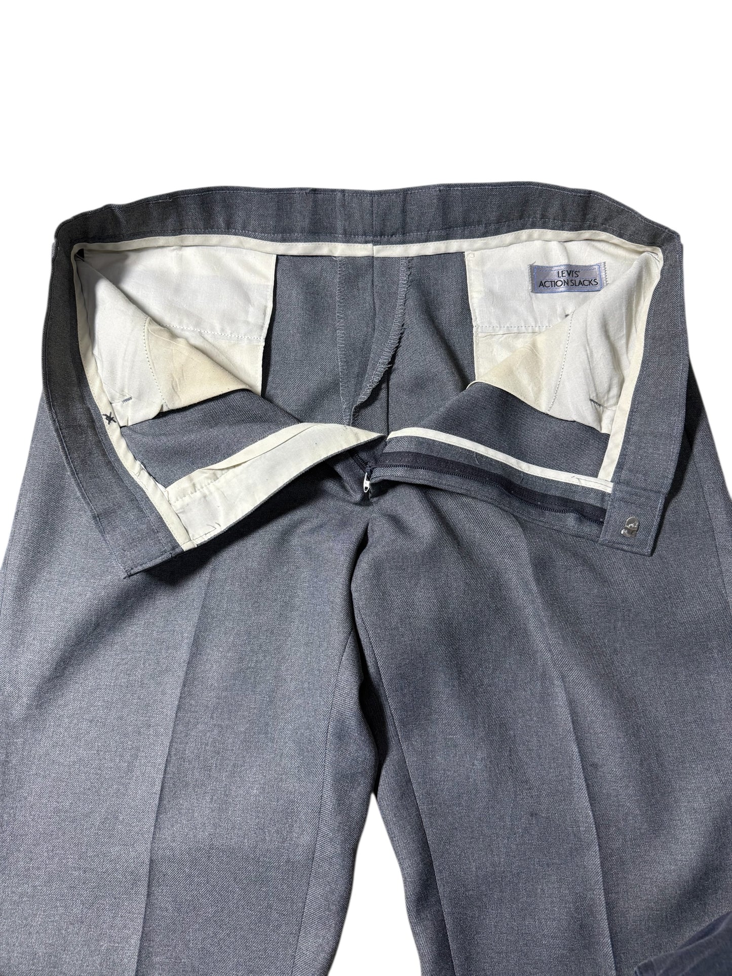 Vintage Levis Action Slacks Grey Dress Trousers Made In Usa