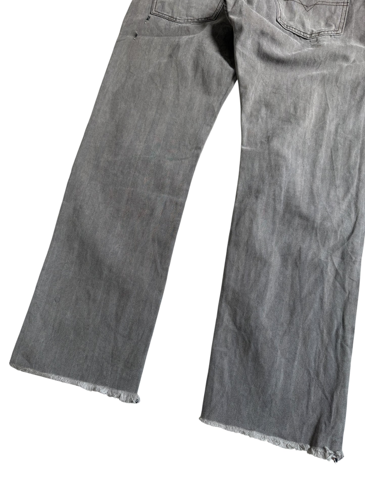 Diesel Braddom Regular Slim Carrot Grey Herringbone Distressed Jeans