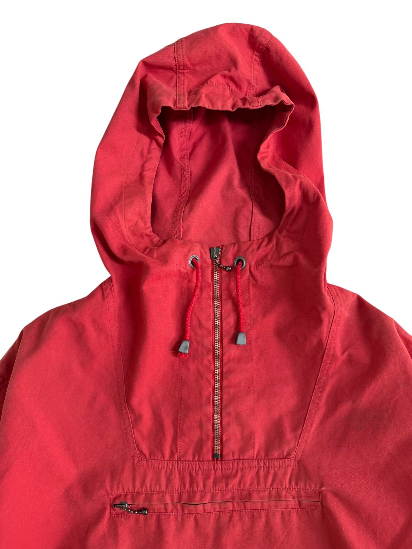 Vintage Red Cotton Anorak Pullover Jacket Made in EEC