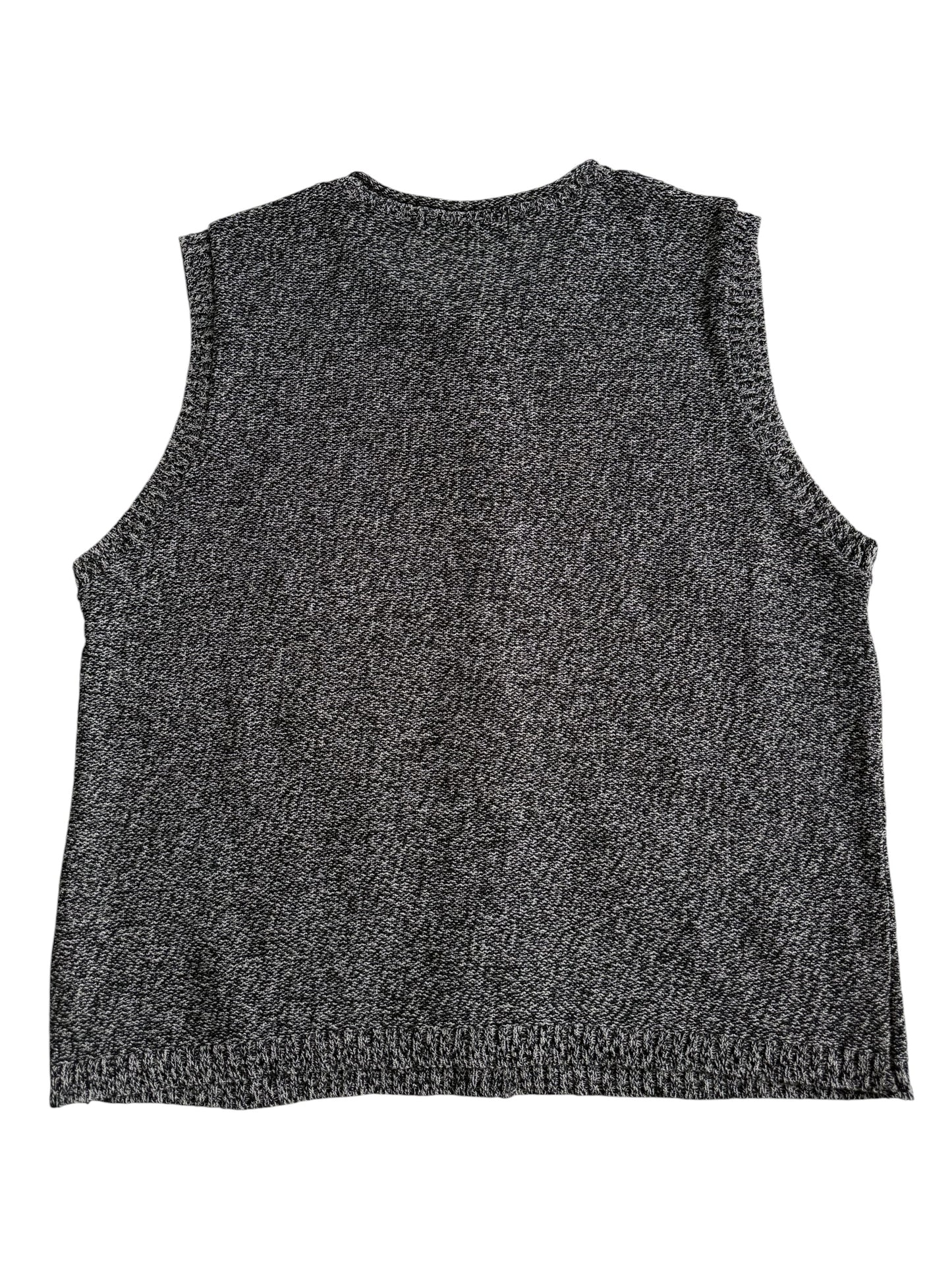 Shine Bourn Leaf Pattern Knit Vest Grey