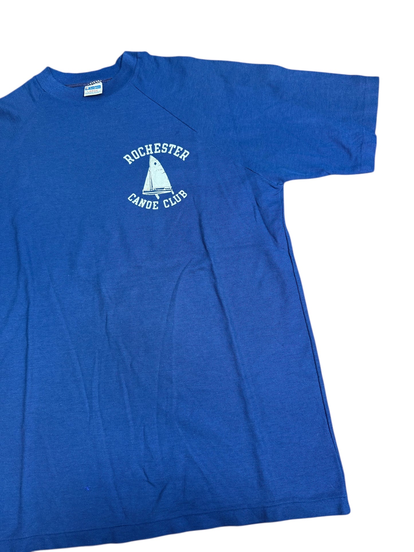 Vintage 1970s Champion Blue Bar Raglan Tshirt Rochester Canoe Club