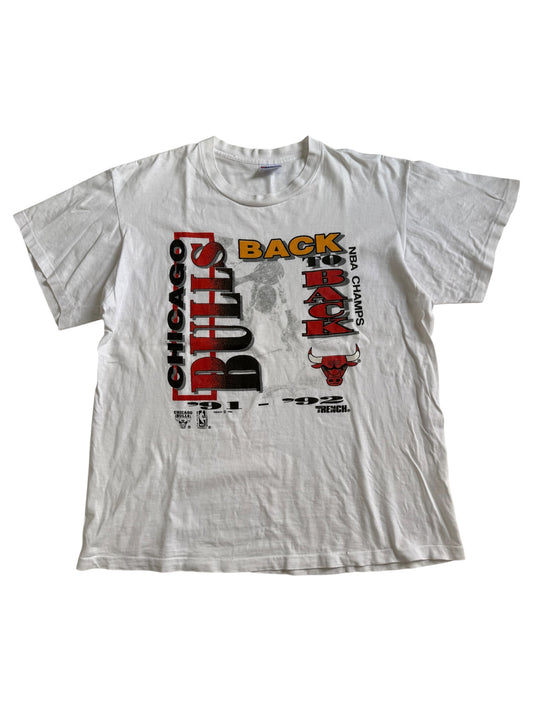 Vintage 1992 Chicago Bulls Back To Back NBA Champions Tshirt Made in USA
