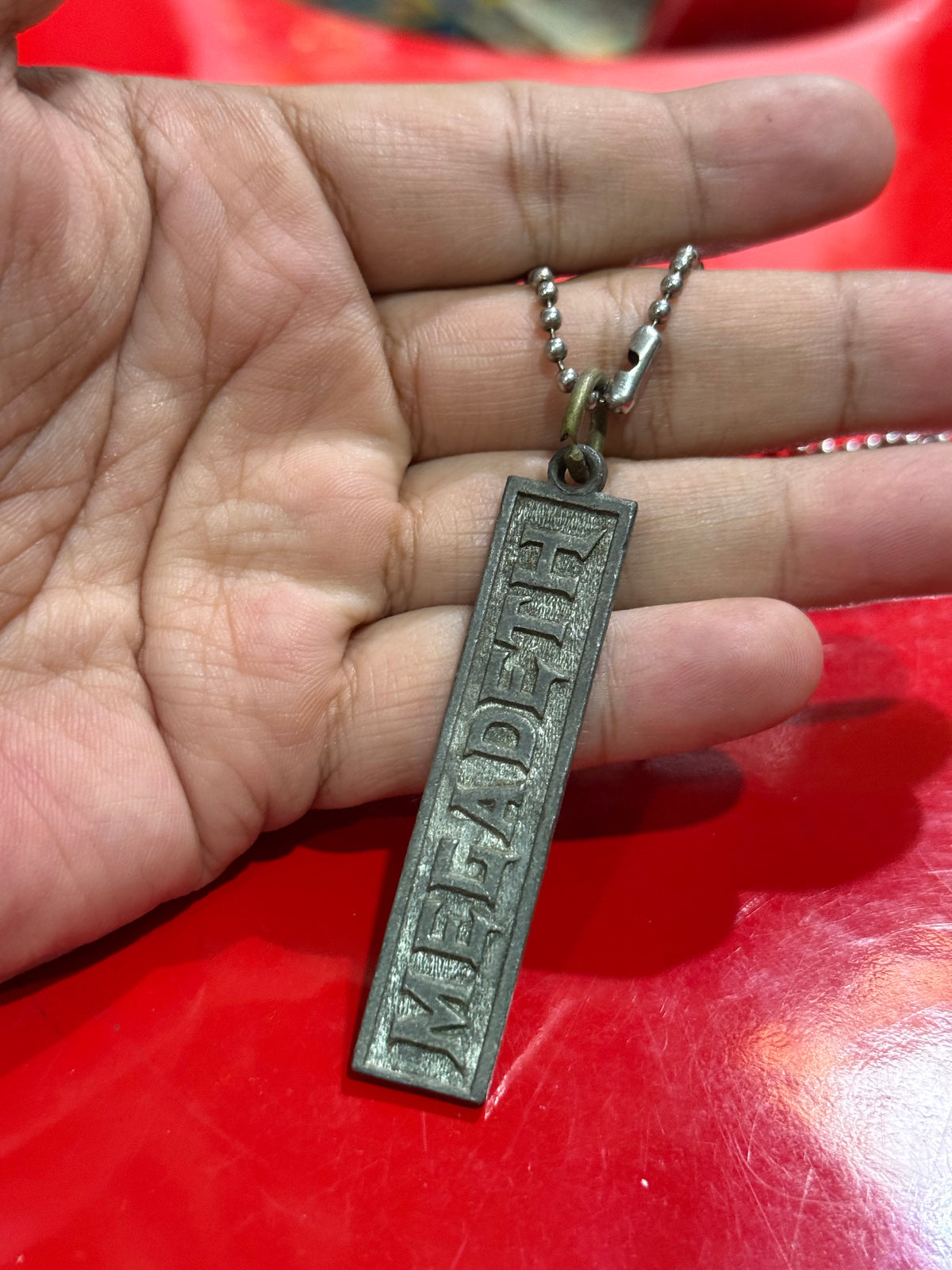 Vintage 2000s Megadeth Logo Metal Pendant Necklace Ball Chain