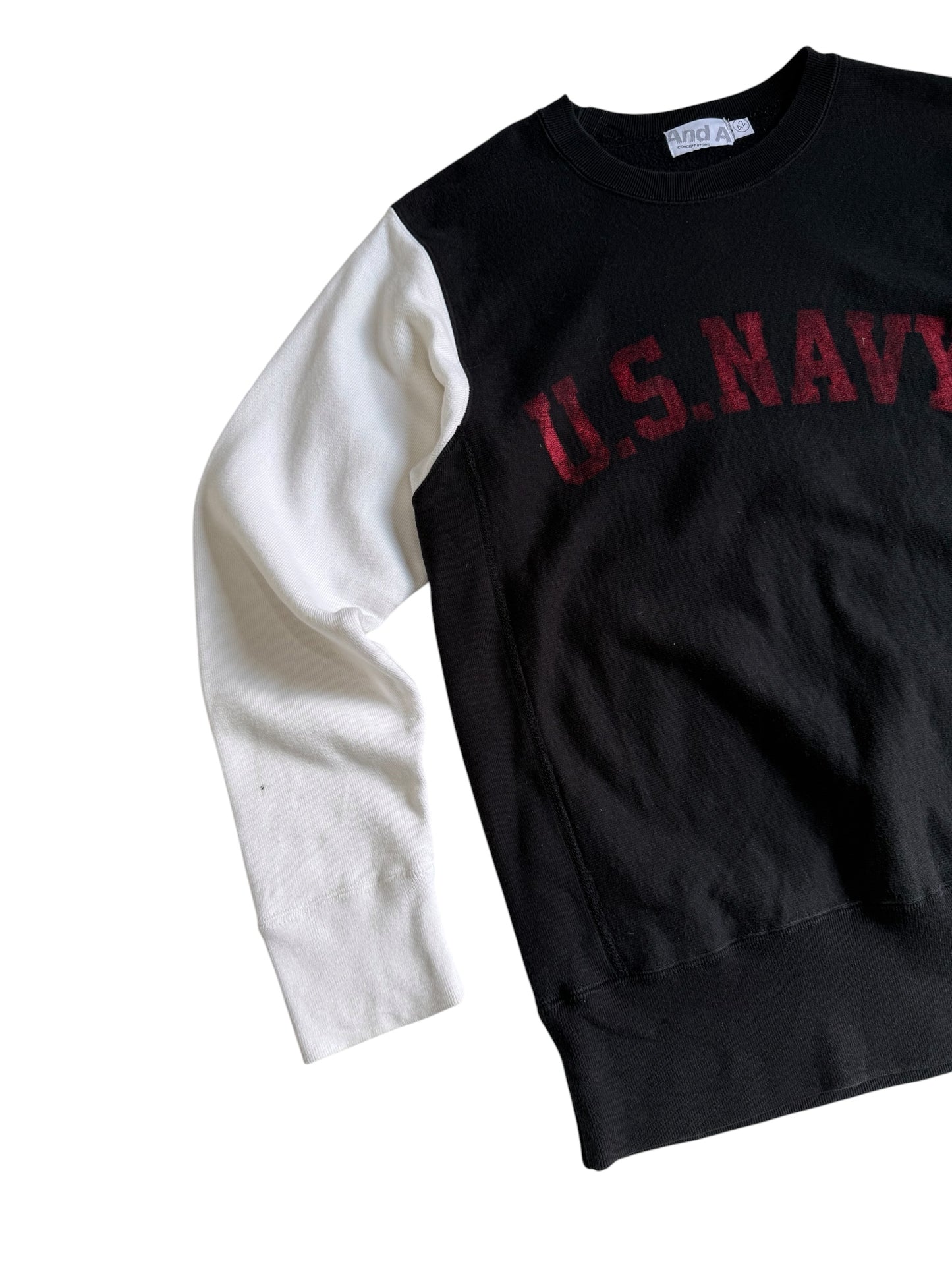 And A U.S. Navy Sweatshirt Heavy Cotton Crewneck Black White Military Style Pullover
