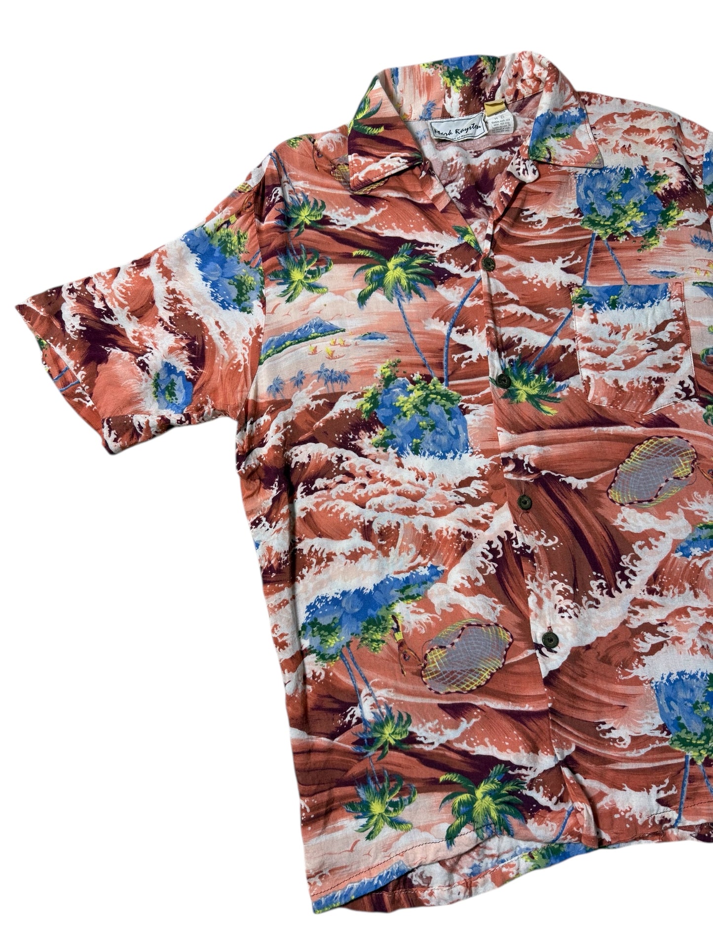 Vintage 1980s–90s Mark Raysten Rayon Hawaiian Aloha Shirt Malihini
