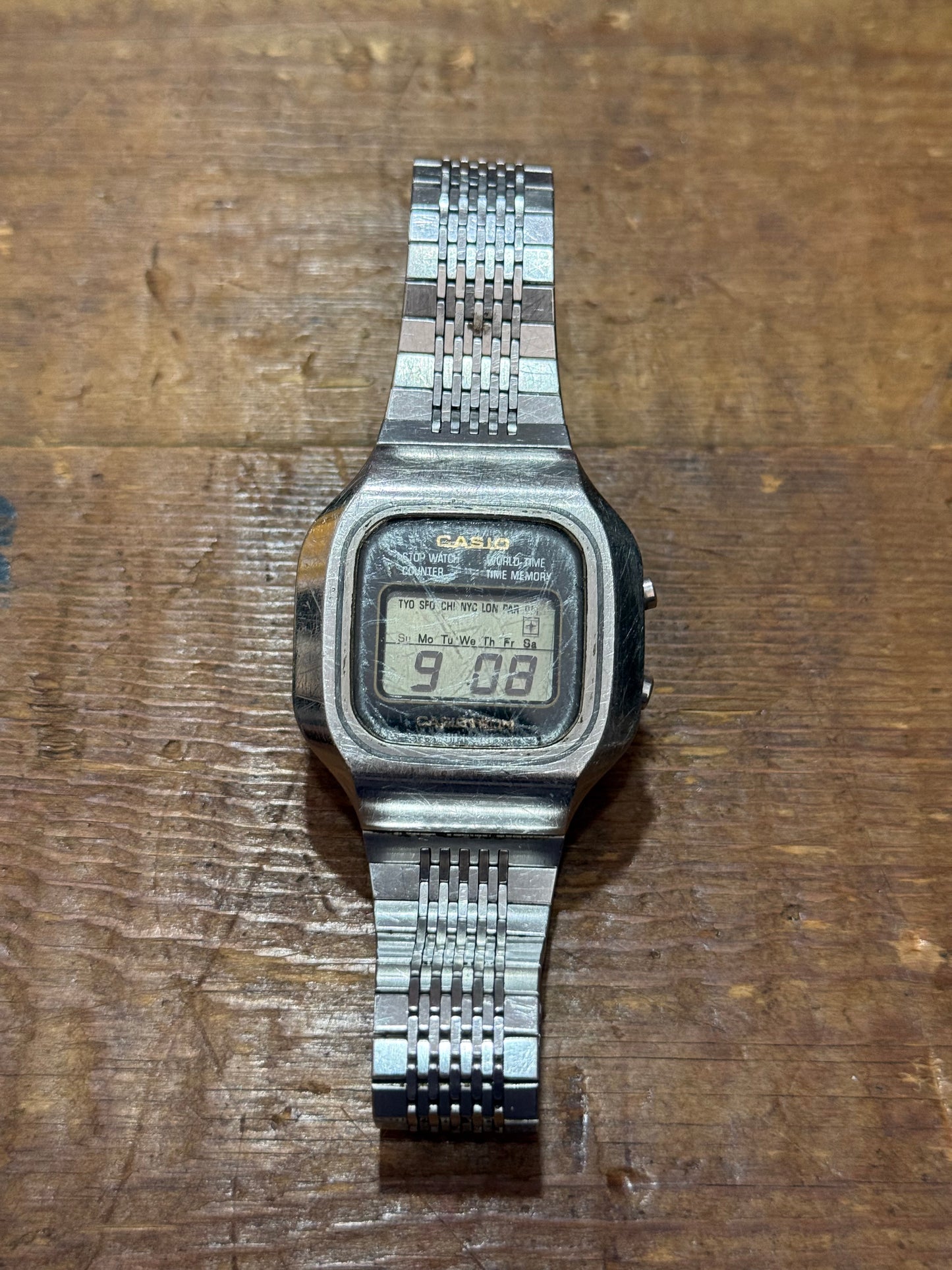 Vintage Casio Casiotron S-14 Japan Watch Junk Not Working For Parts
