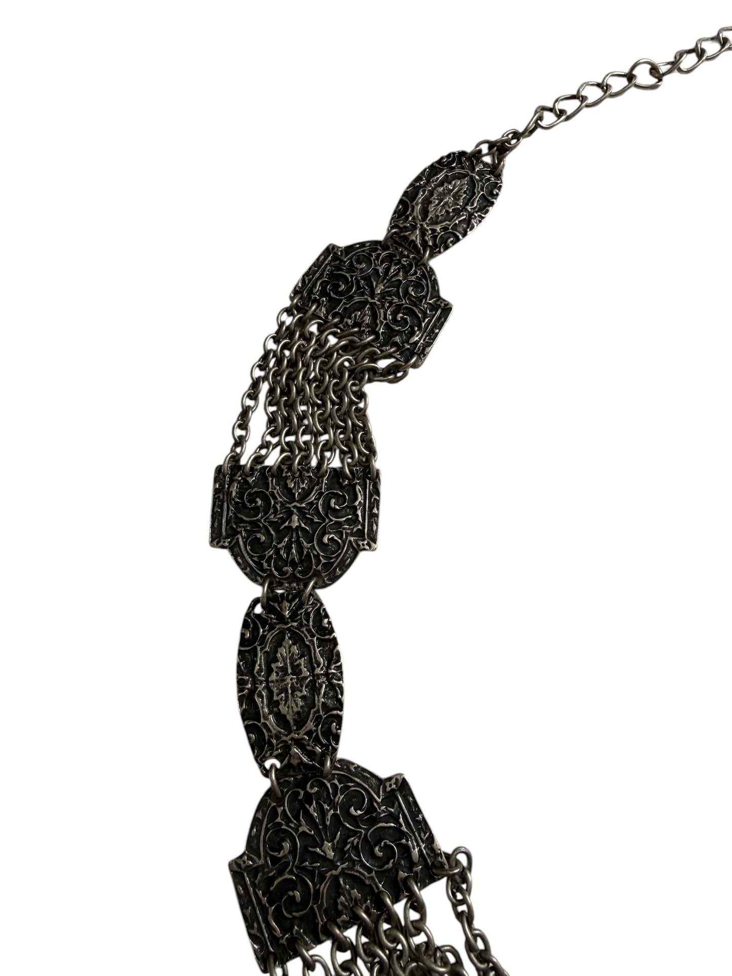 Vintage Gothic Ornate Chain Hip Belt Black Tone Boho Waist Chain Medieval Statement Accessory