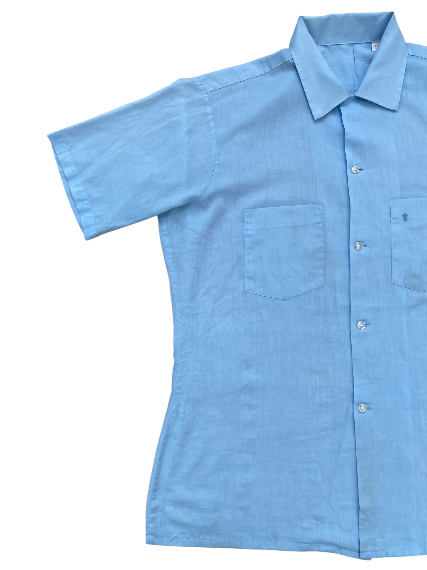Vintage 70s Sky Blue Short Sleeve Shirt