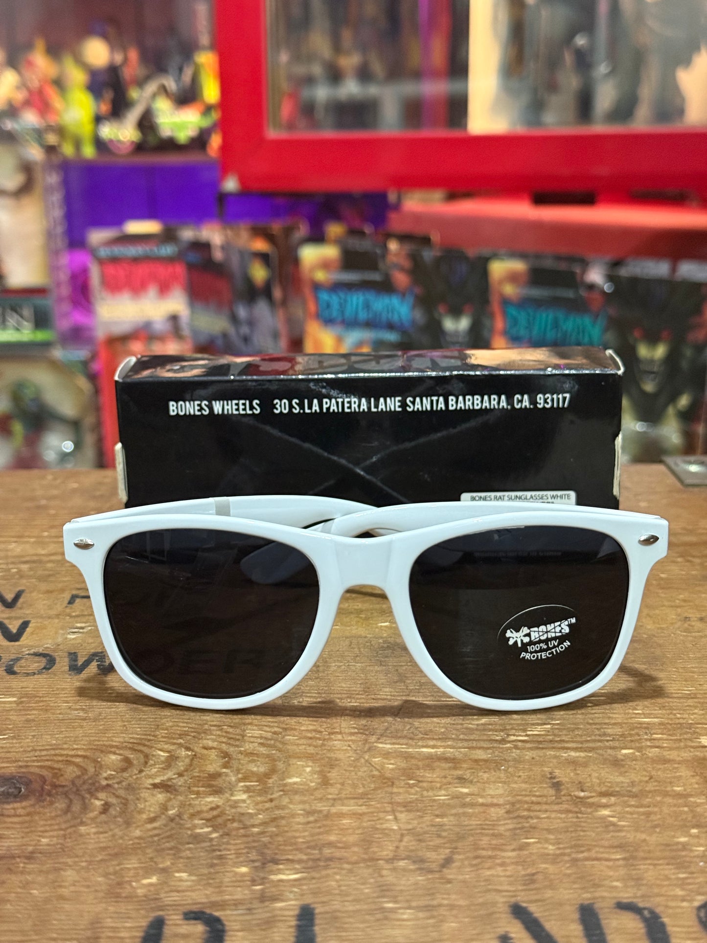 Deadstock Bones Wheels Rat Sunglasses White NOS UV Protection