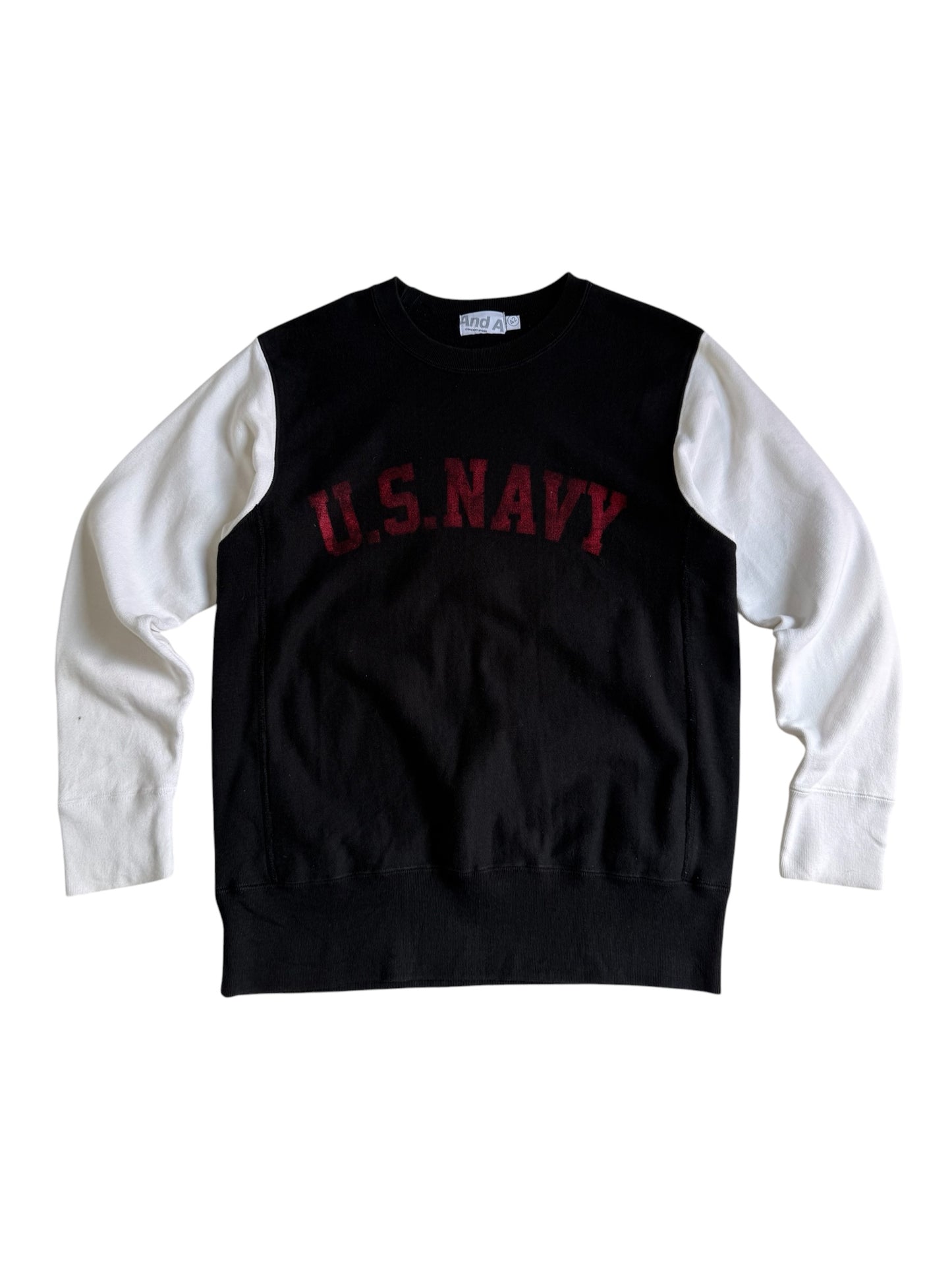 And A U.S. Navy Sweatshirt Heavy Cotton Crewneck Black White Military Style Pullover