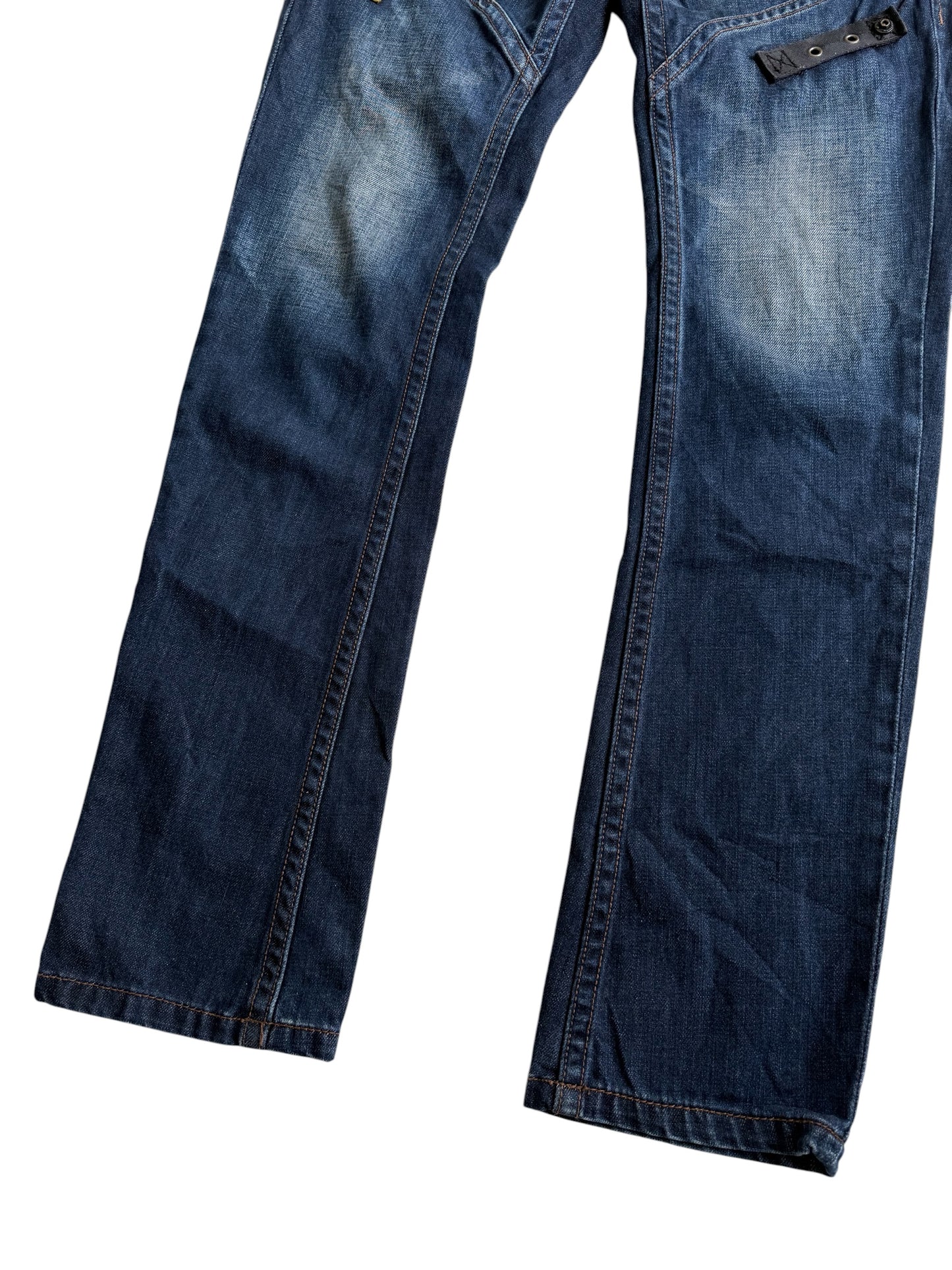 Tough Jeansmith Heavy Duty Utility Denim Jeans Tactical Strap Y2K