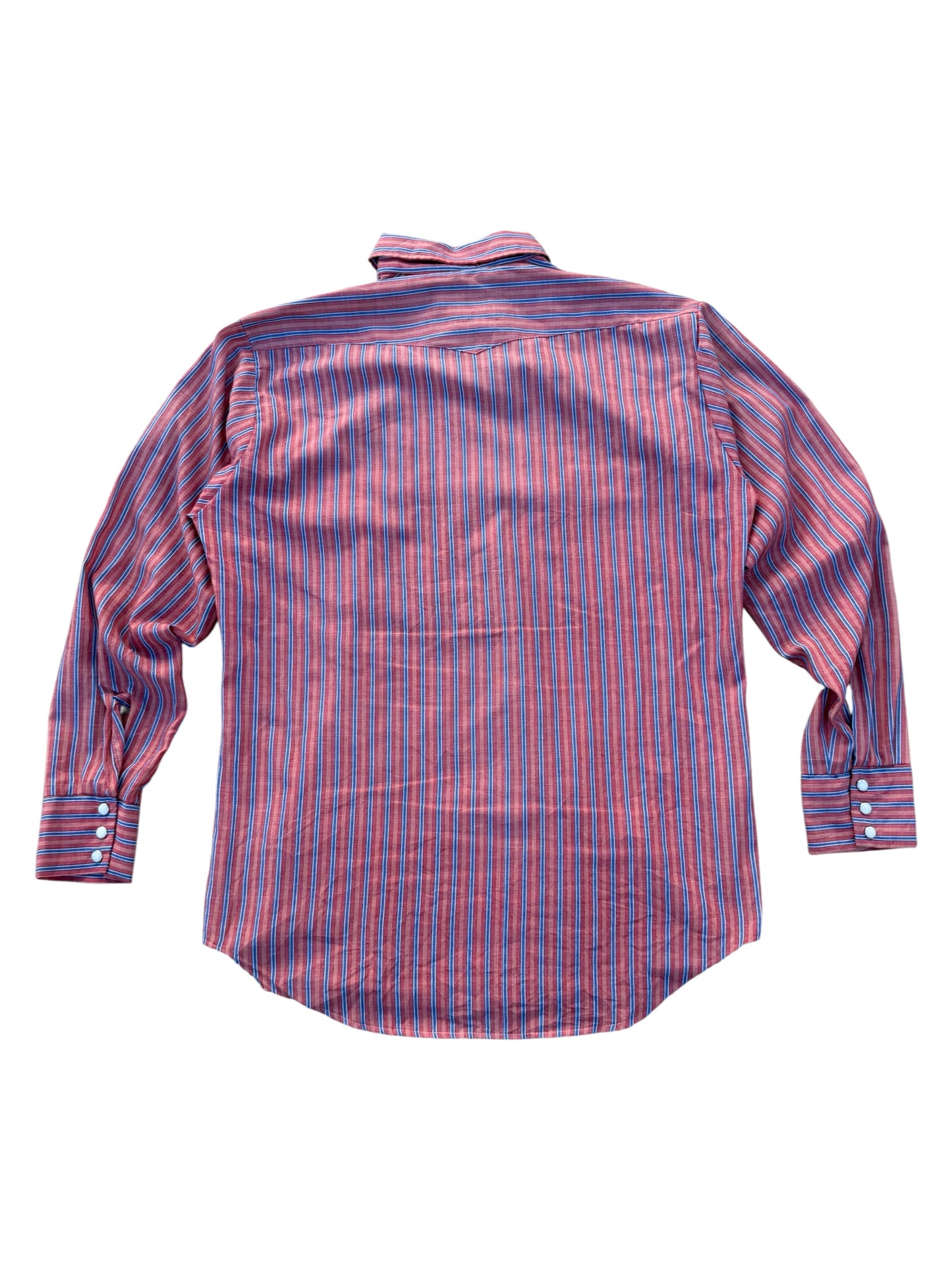 Vintage 70s–80s Western Snap Button Stripe Shirt Permanent Press