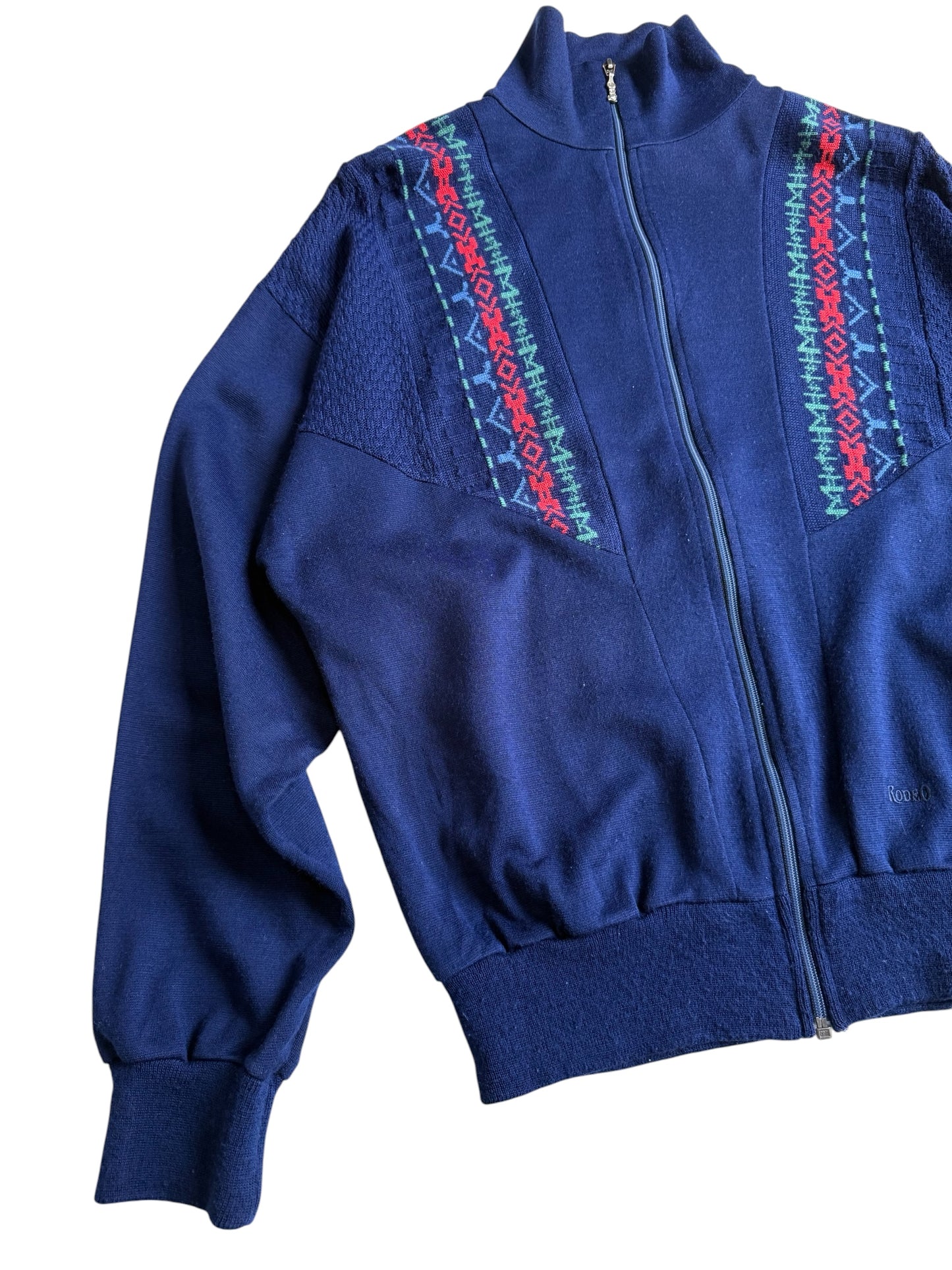Vintage 1980s Rodeo Geometric Knit Track Jacket