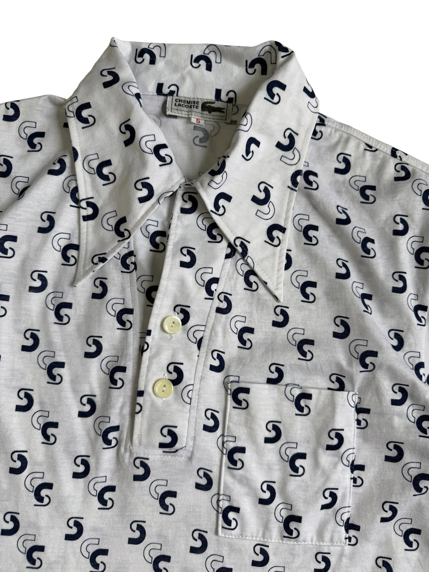 Vintage Chemise Lacoste Atomic Print Polo Tee