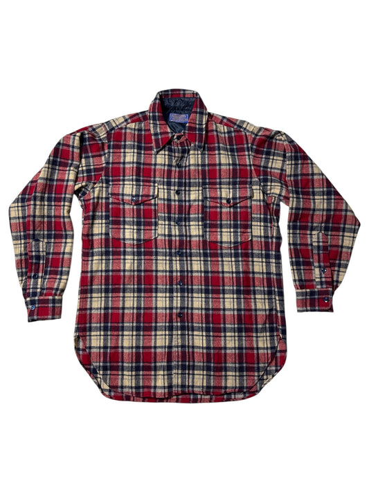 Vintage 1980s Pendleton Plaid Wool Flannel Shirt USA Made