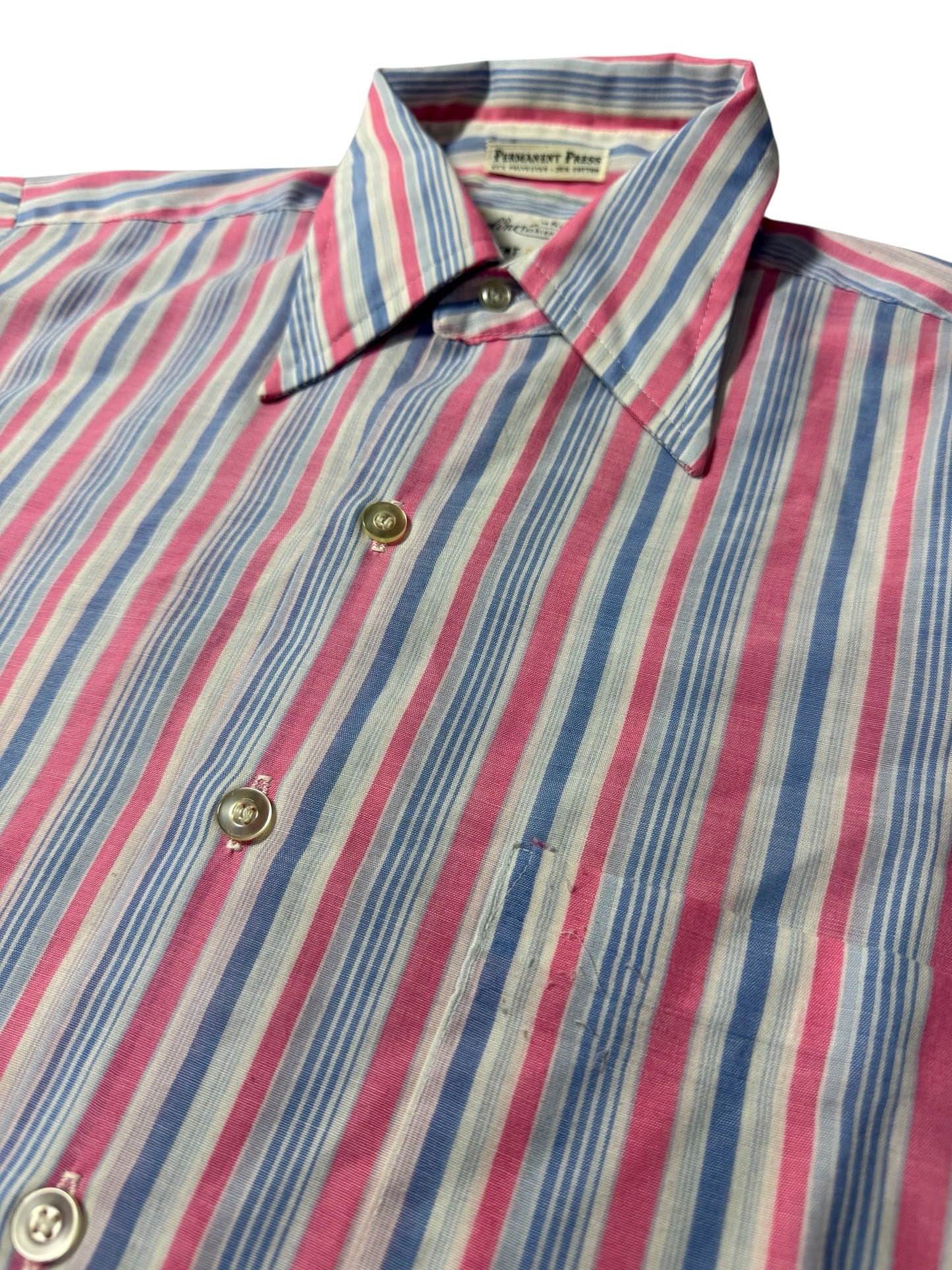 Vintage 1970s–80s Beeline Permanent Press Stripe Shirt Made In Usa