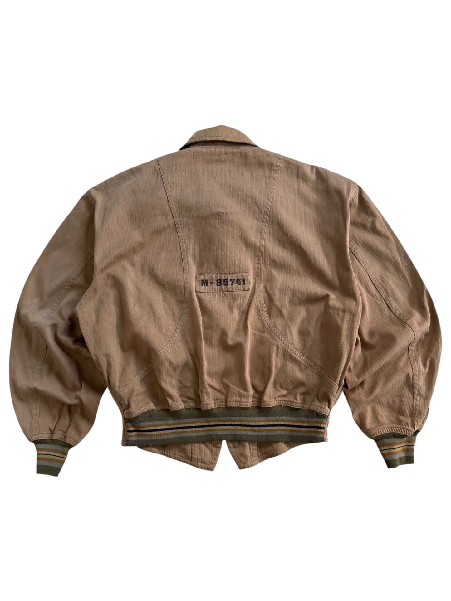 Vintage 180s-90s Lets Bandit Melrose Herringbone Motorcycle Jacket Tan Brown