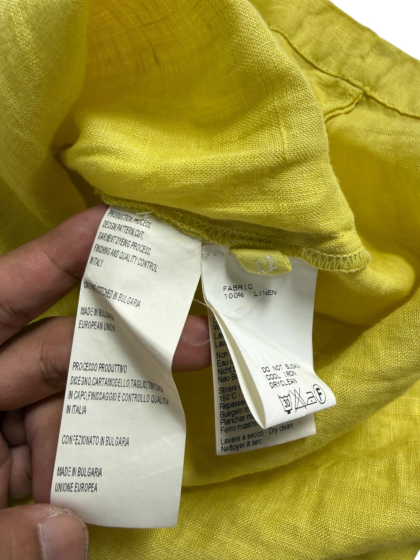 120% Lino Italy Linen Yellow Midi Dress